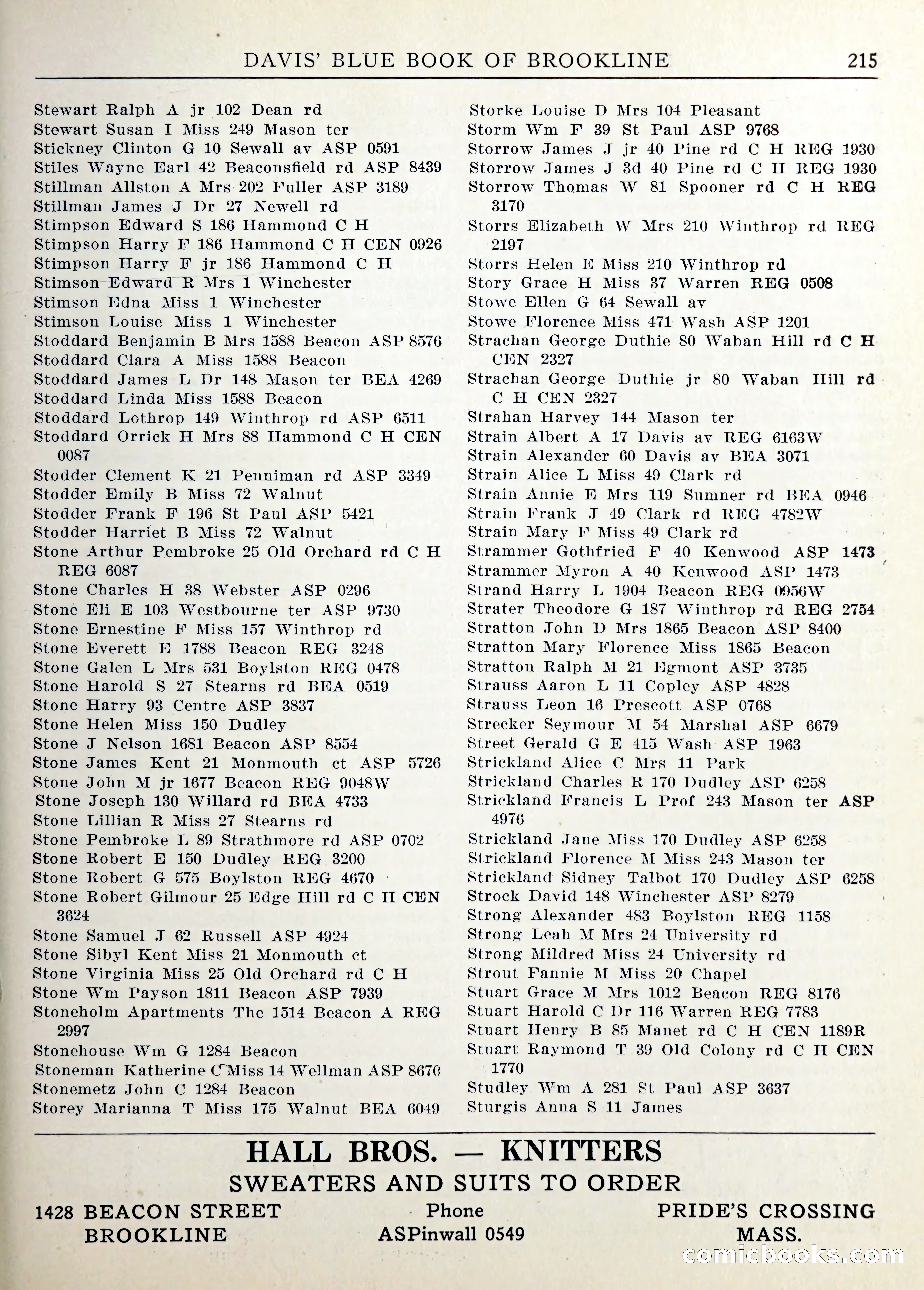 Davis' Blue Book of Brookline — page 218 of 253