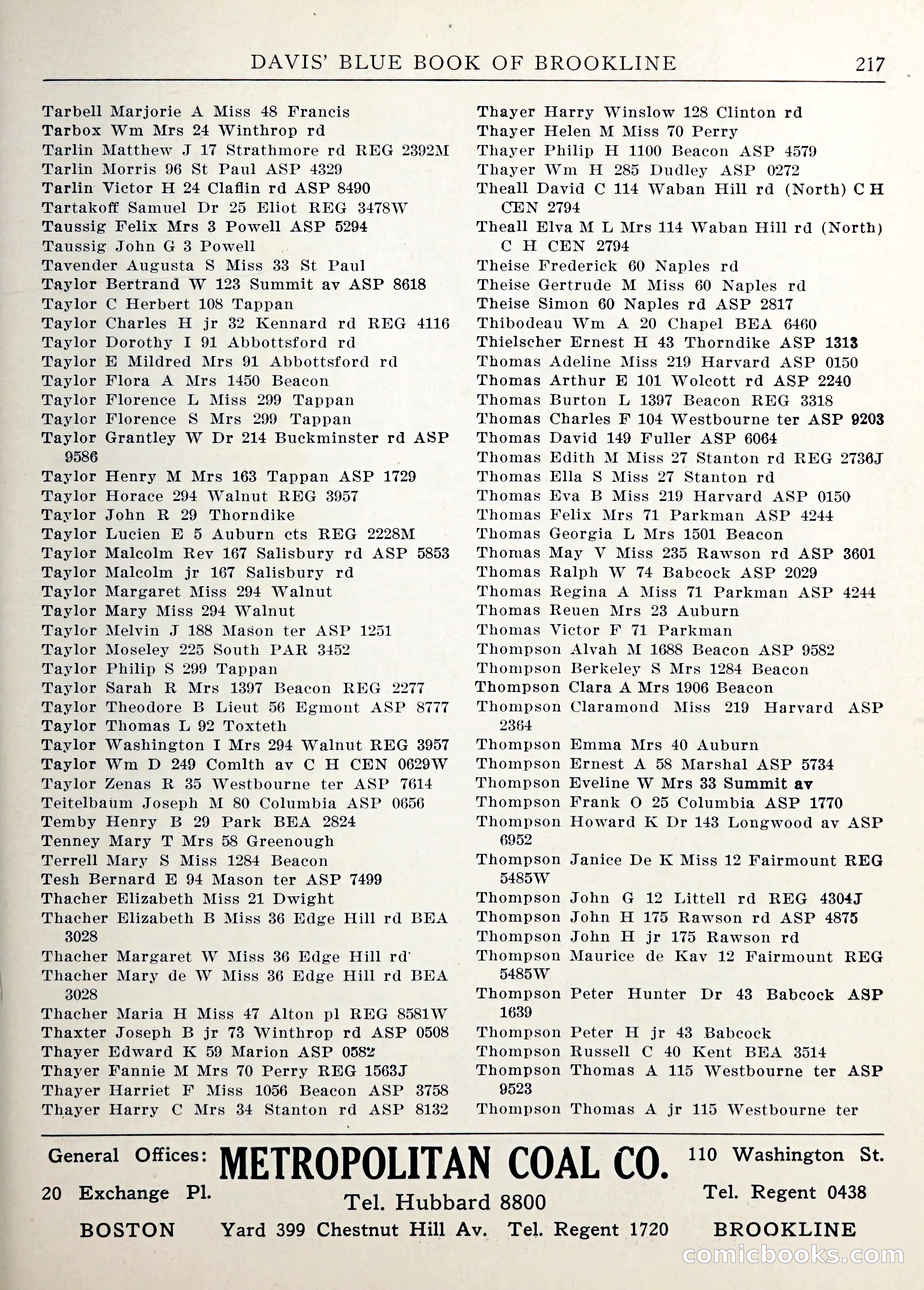 Davis' Blue Book of Brookline — page 220 of 253