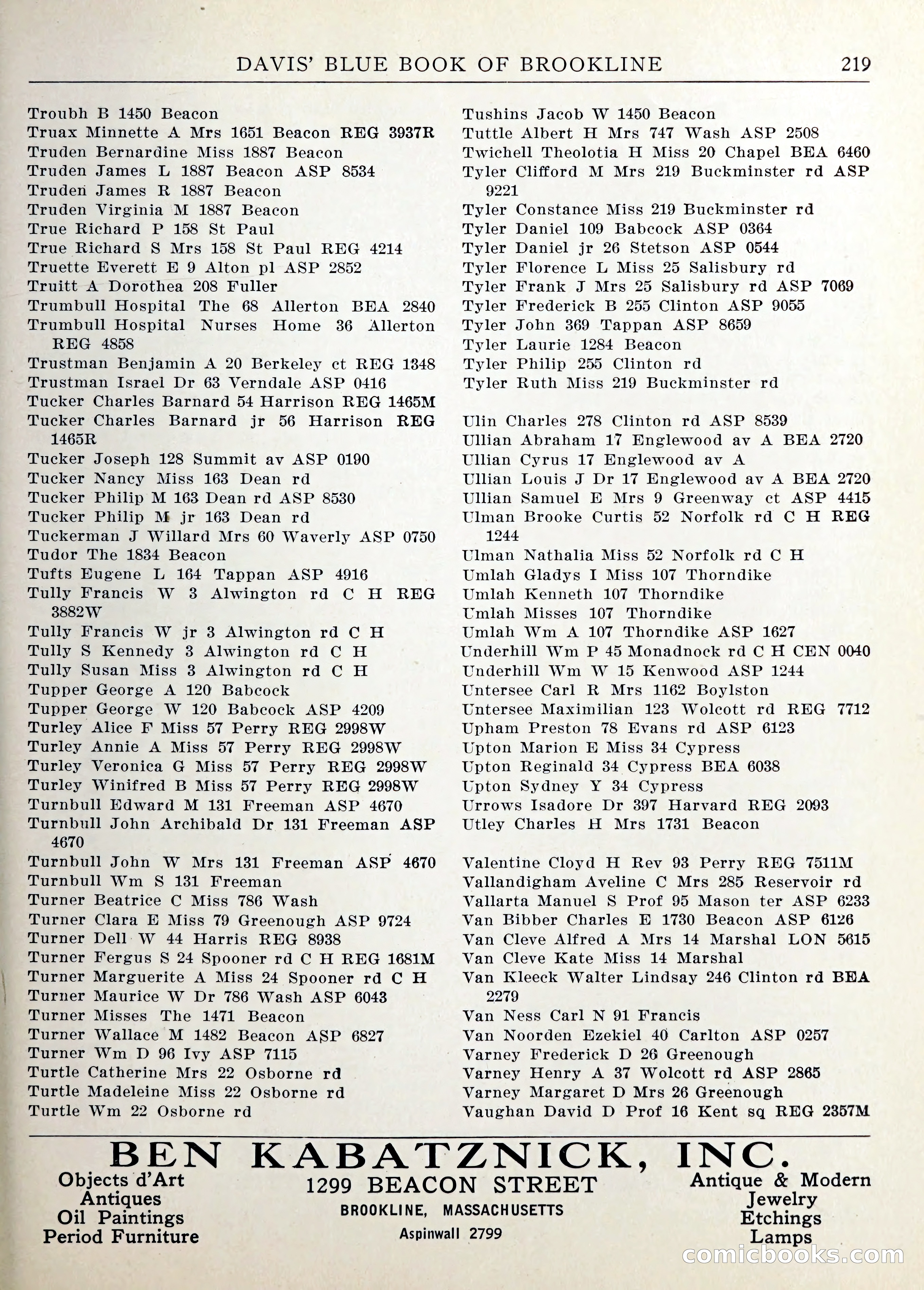 Davis' Blue Book of Brookline — page 222 of 253