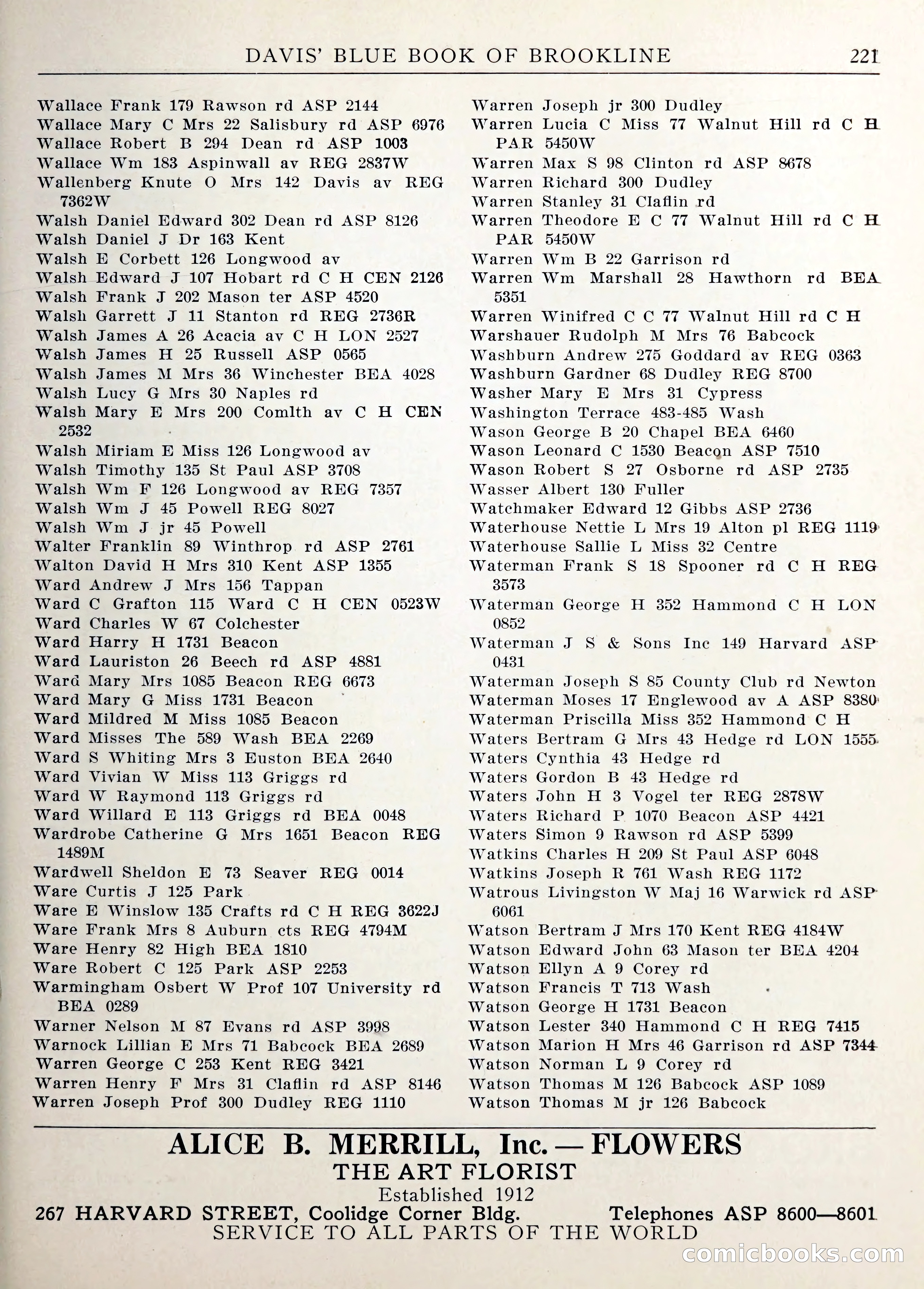 Davis' Blue Book of Brookline — page 224 of 253