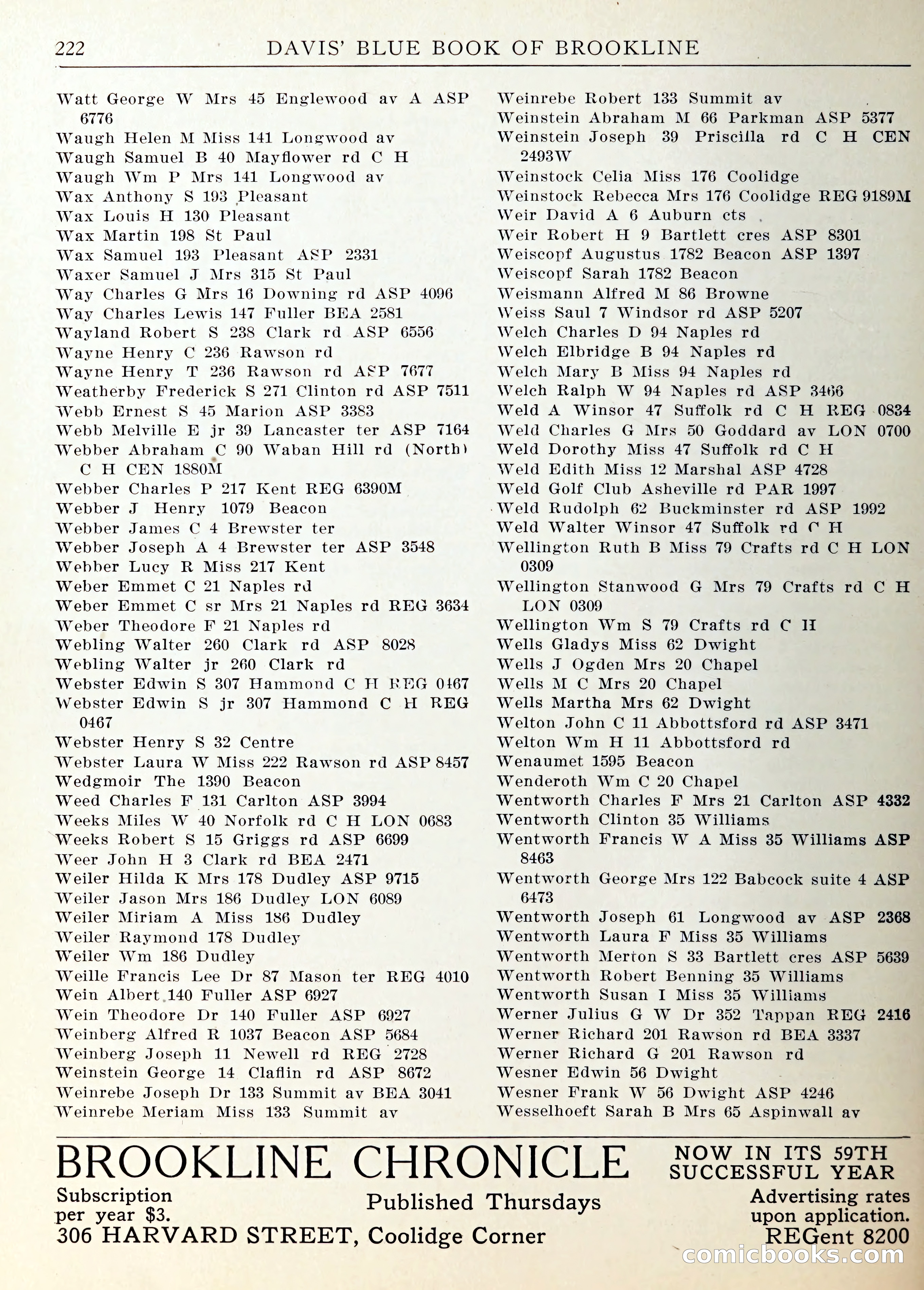 Davis' Blue Book of Brookline — page 225 of 253
