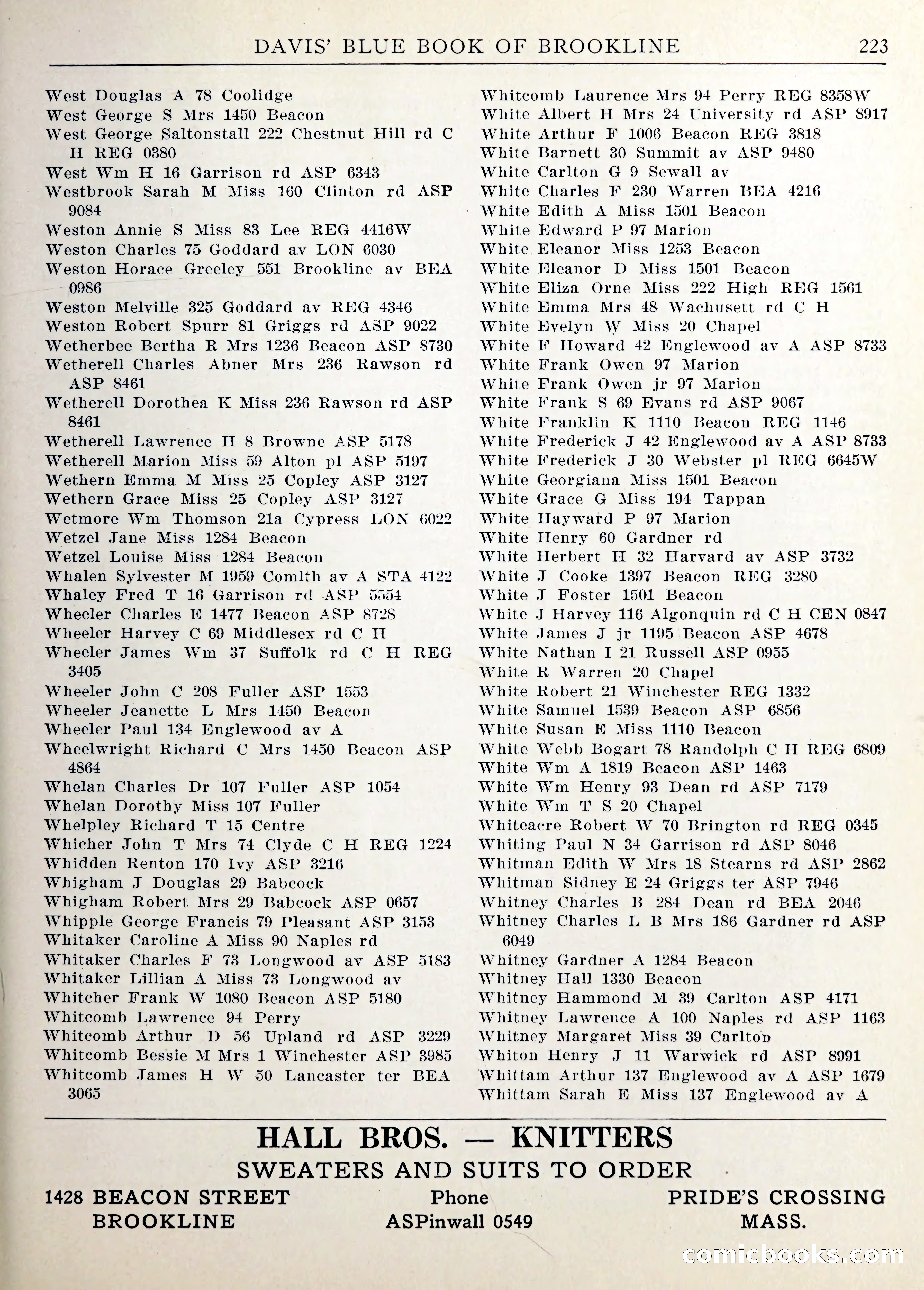 Davis' Blue Book of Brookline — page 226 of 253
