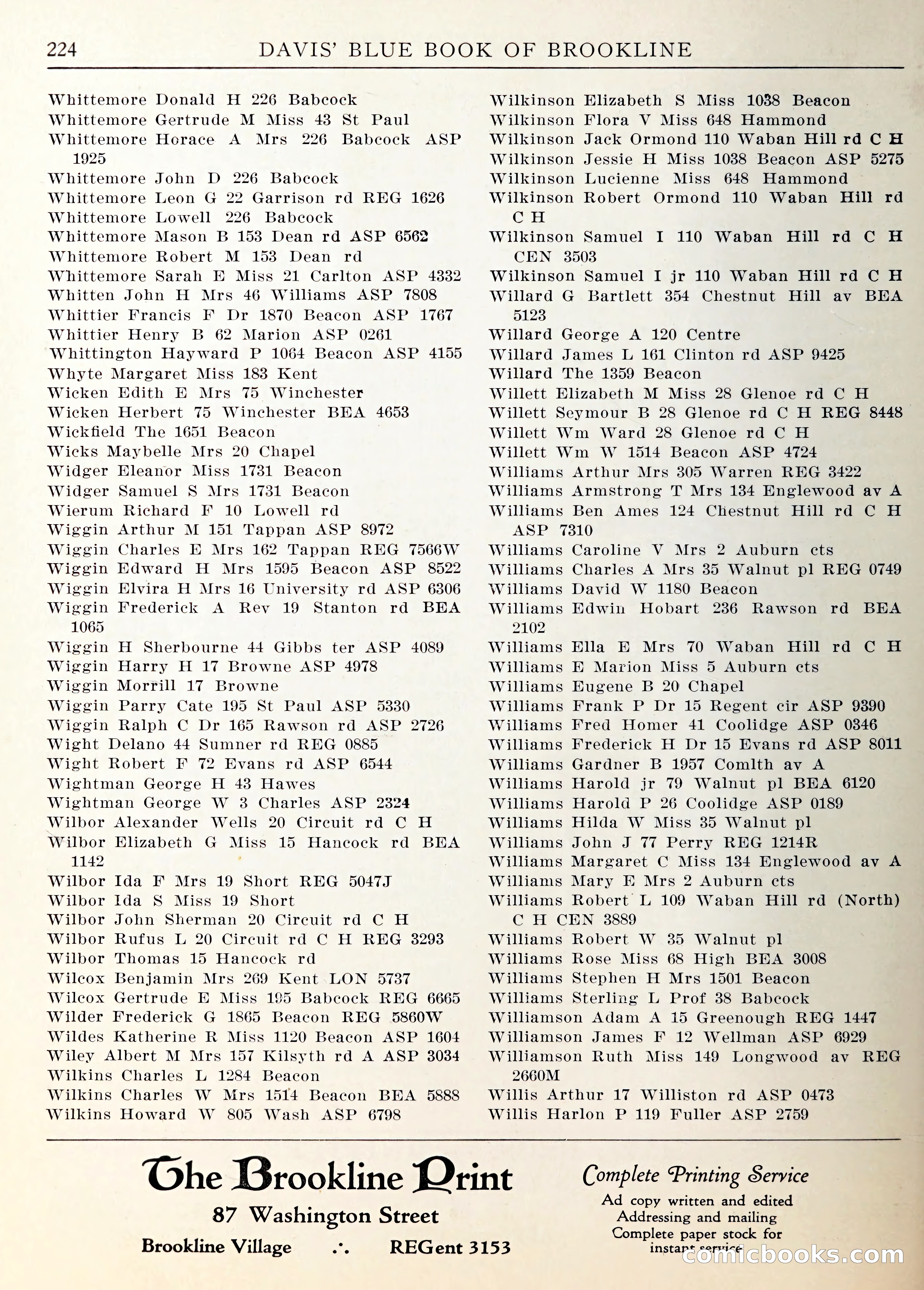 Davis' Blue Book of Brookline — page 227 of 253