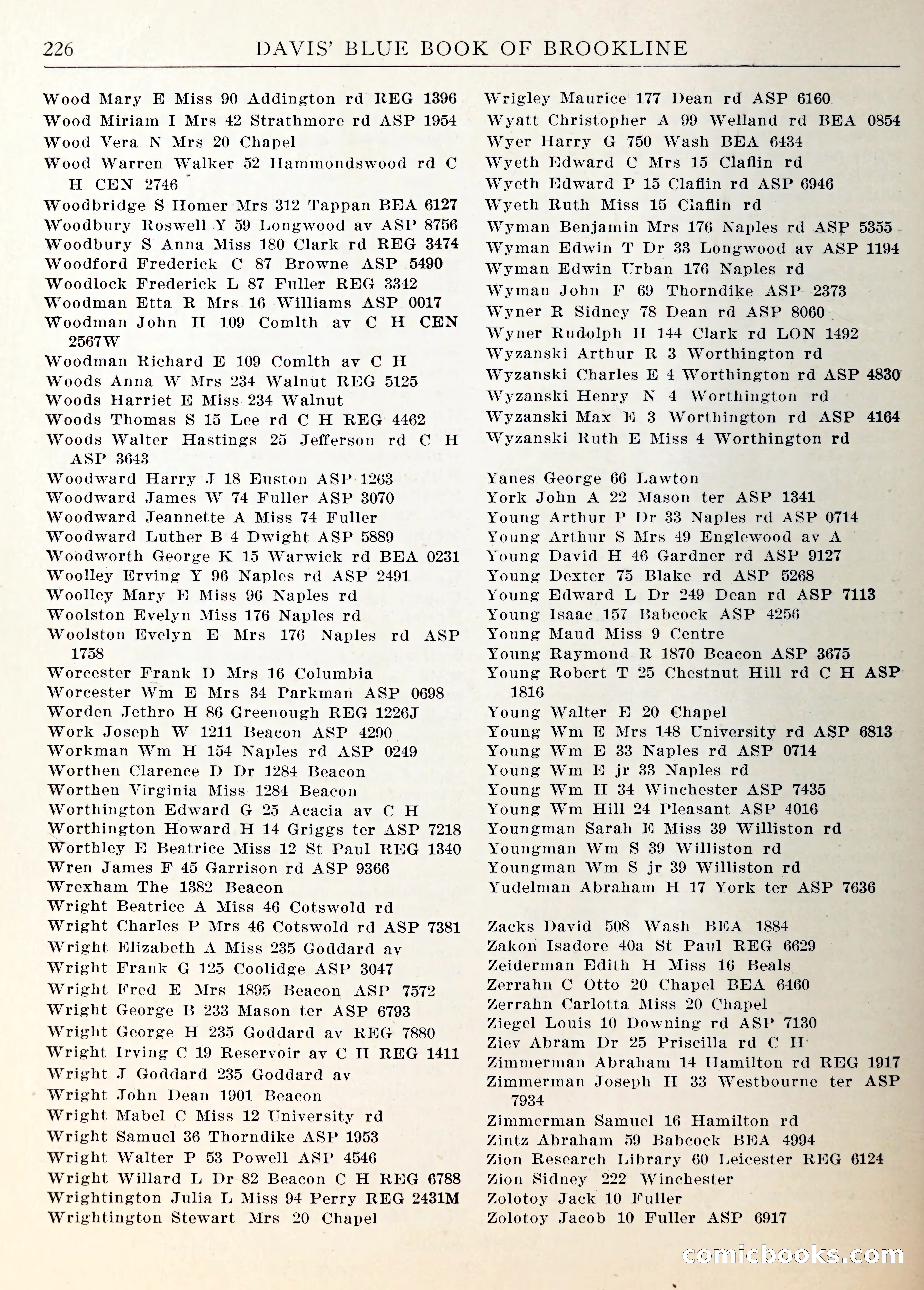 Davis' Blue Book of Brookline — page 229 of 253
