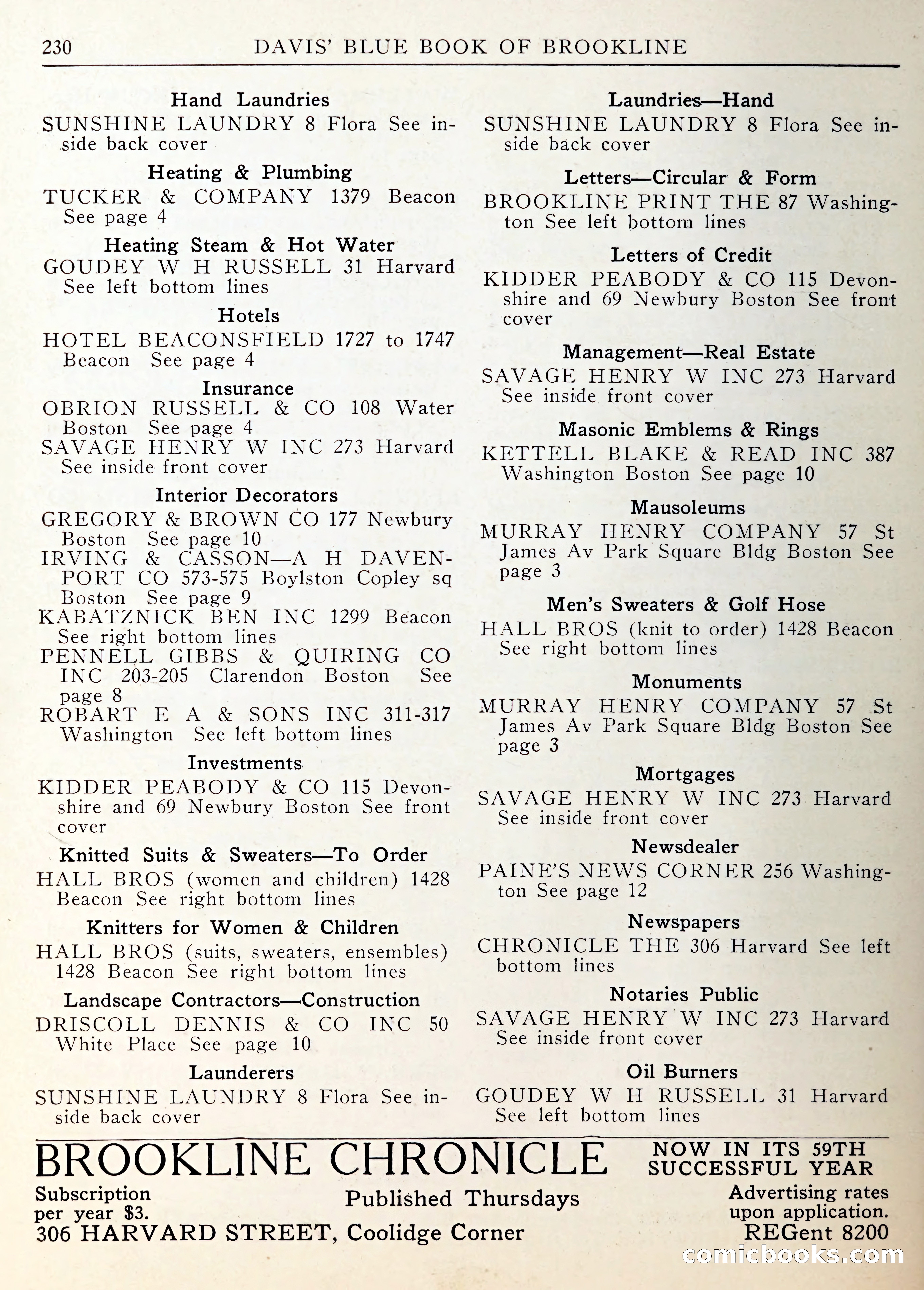 Davis' Blue Book of Brookline — page 233 of 253