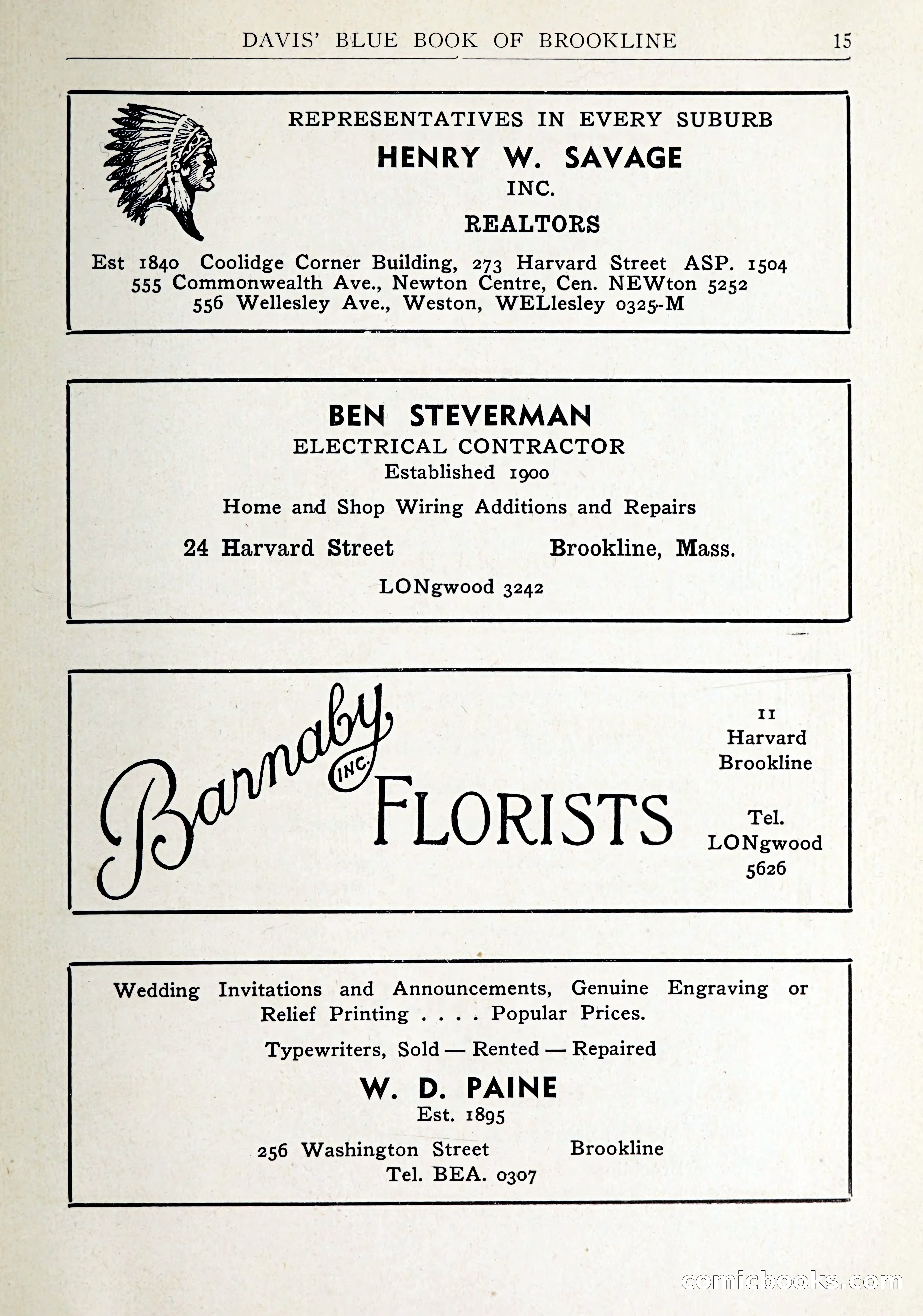 Davis' Blue Book of Brookline: Wellesley and Weston — page 16 of 246