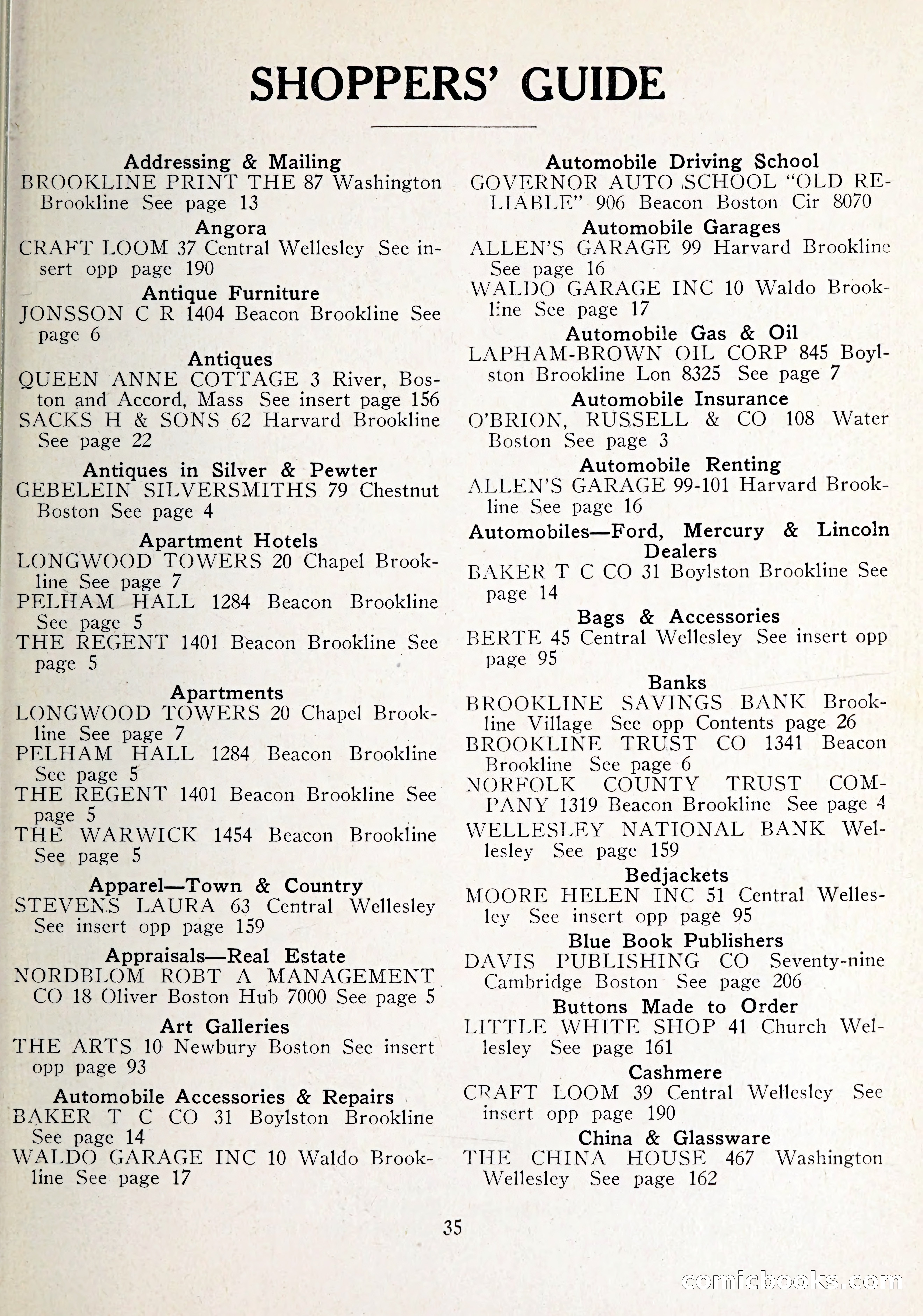 Davis' Blue Book of Brookline: Wellesley and Weston — page 38 of 246