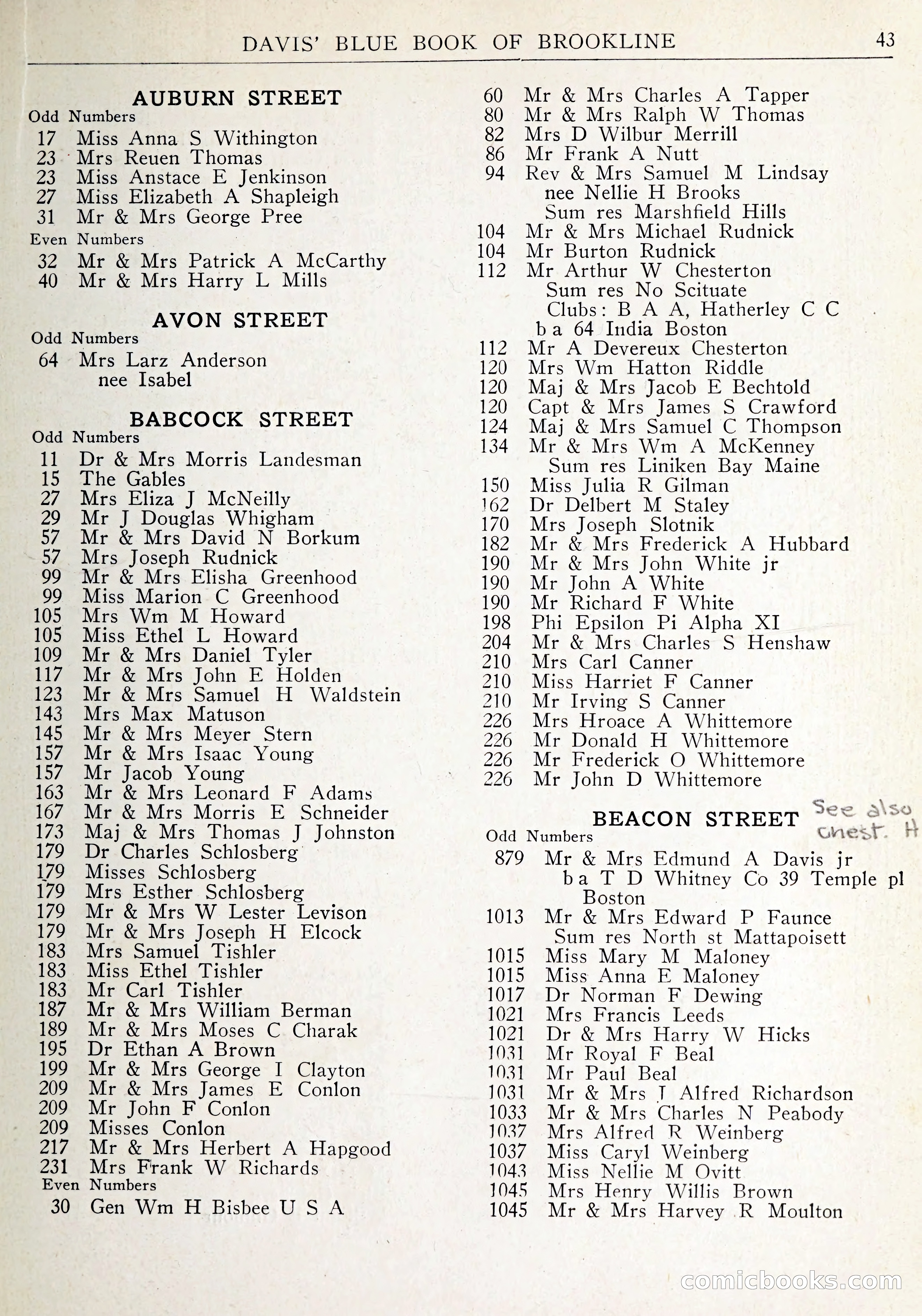 Davis' Blue Book of Brookline: Wellesley and Weston — page 46 of 246