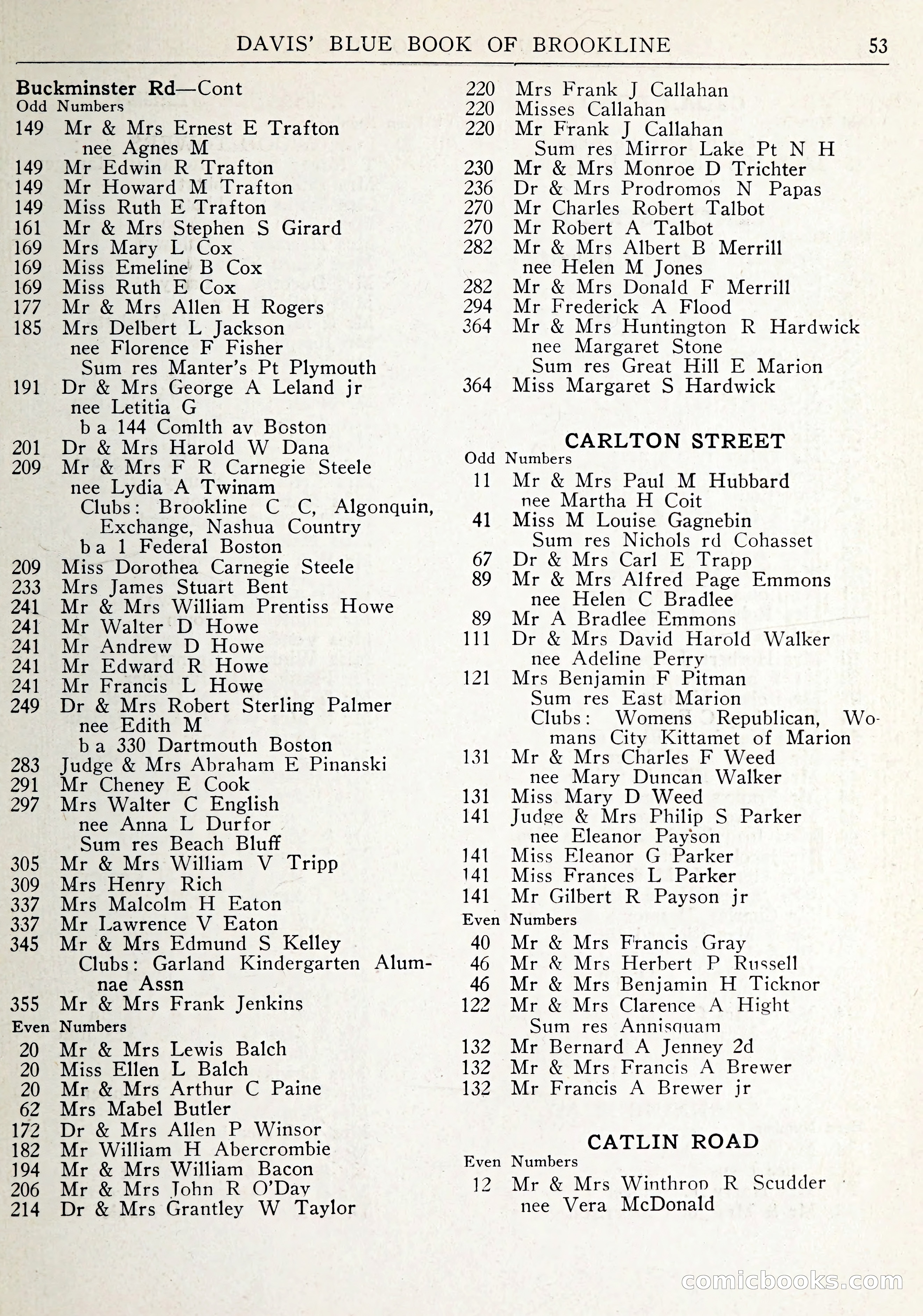 Davis' Blue Book of Brookline: Wellesley and Weston — page 56 of 246