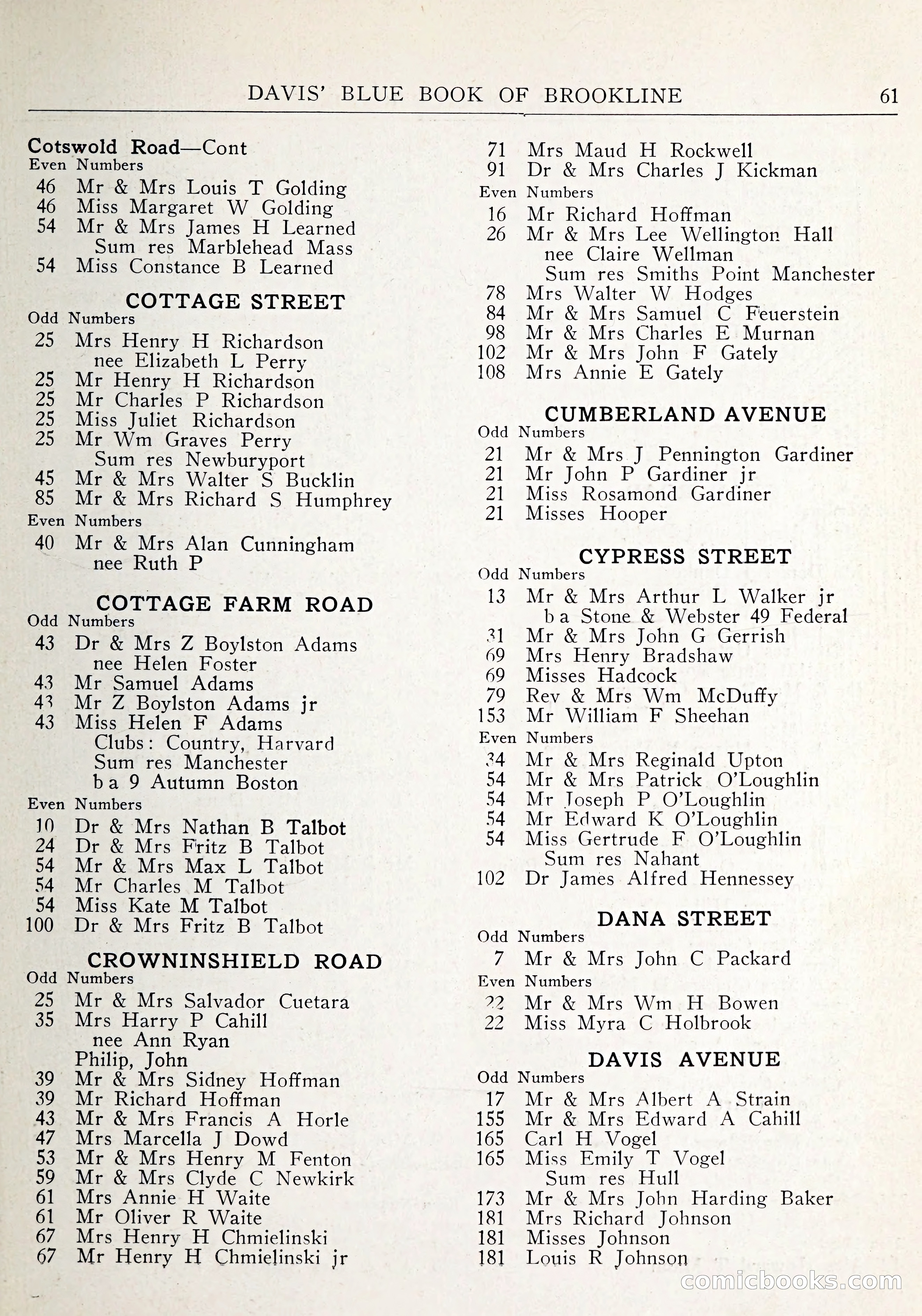 Davis' Blue Book of Brookline: Wellesley and Weston — page 64 of 246