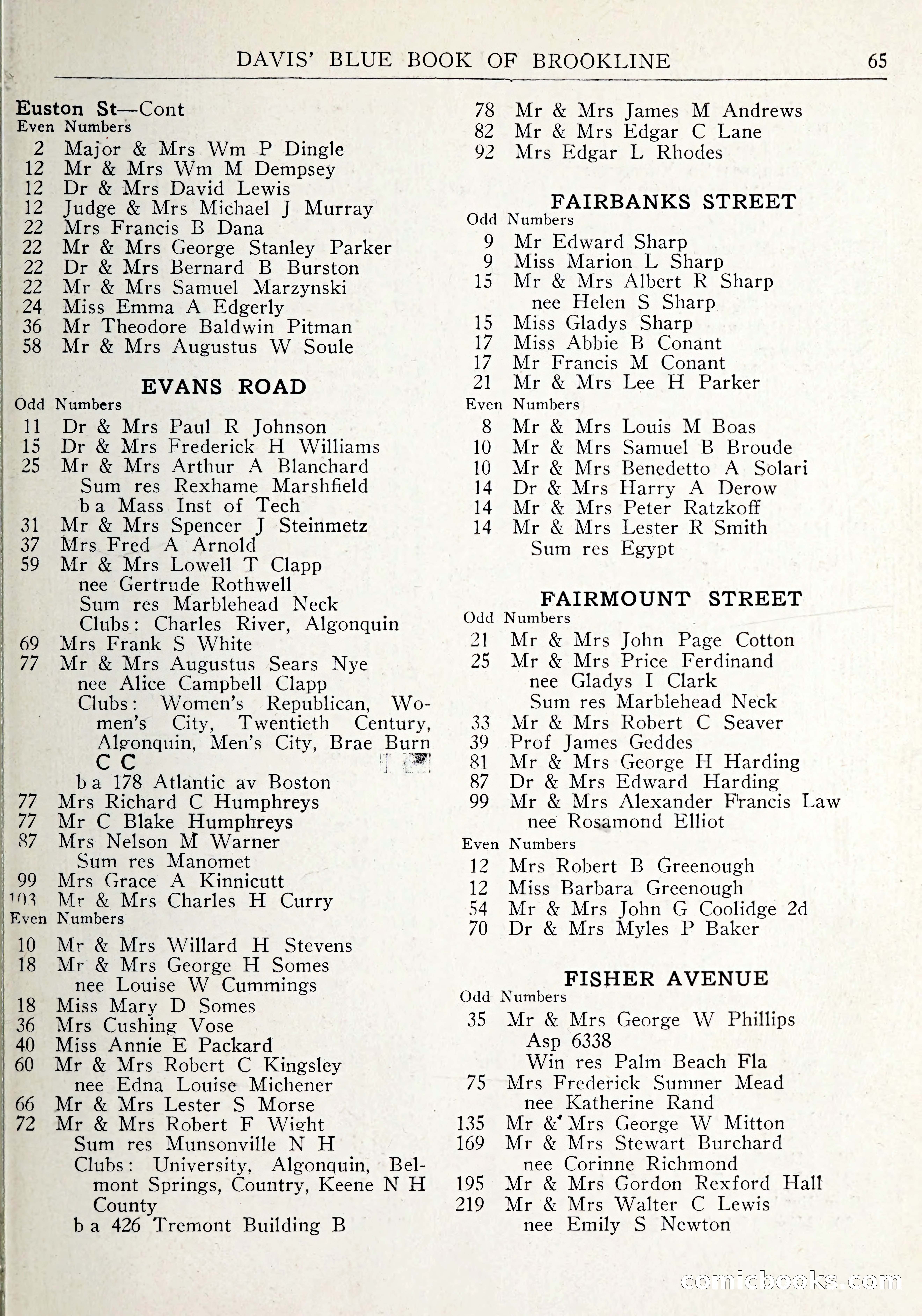 Davis' Blue Book of Brookline: Wellesley and Weston — page 68 of 246