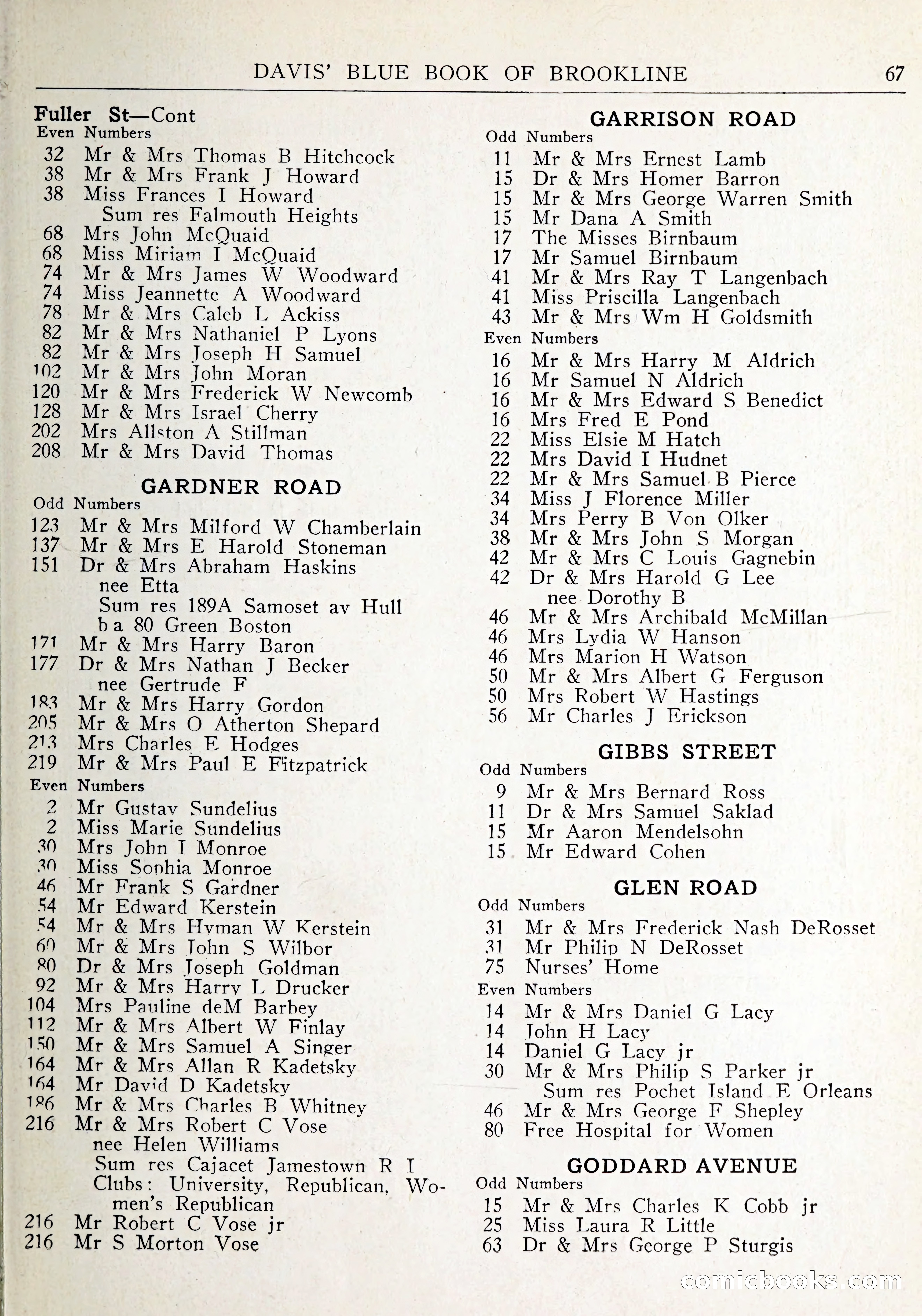 Davis' Blue Book of Brookline: Wellesley and Weston — page 70 of 246