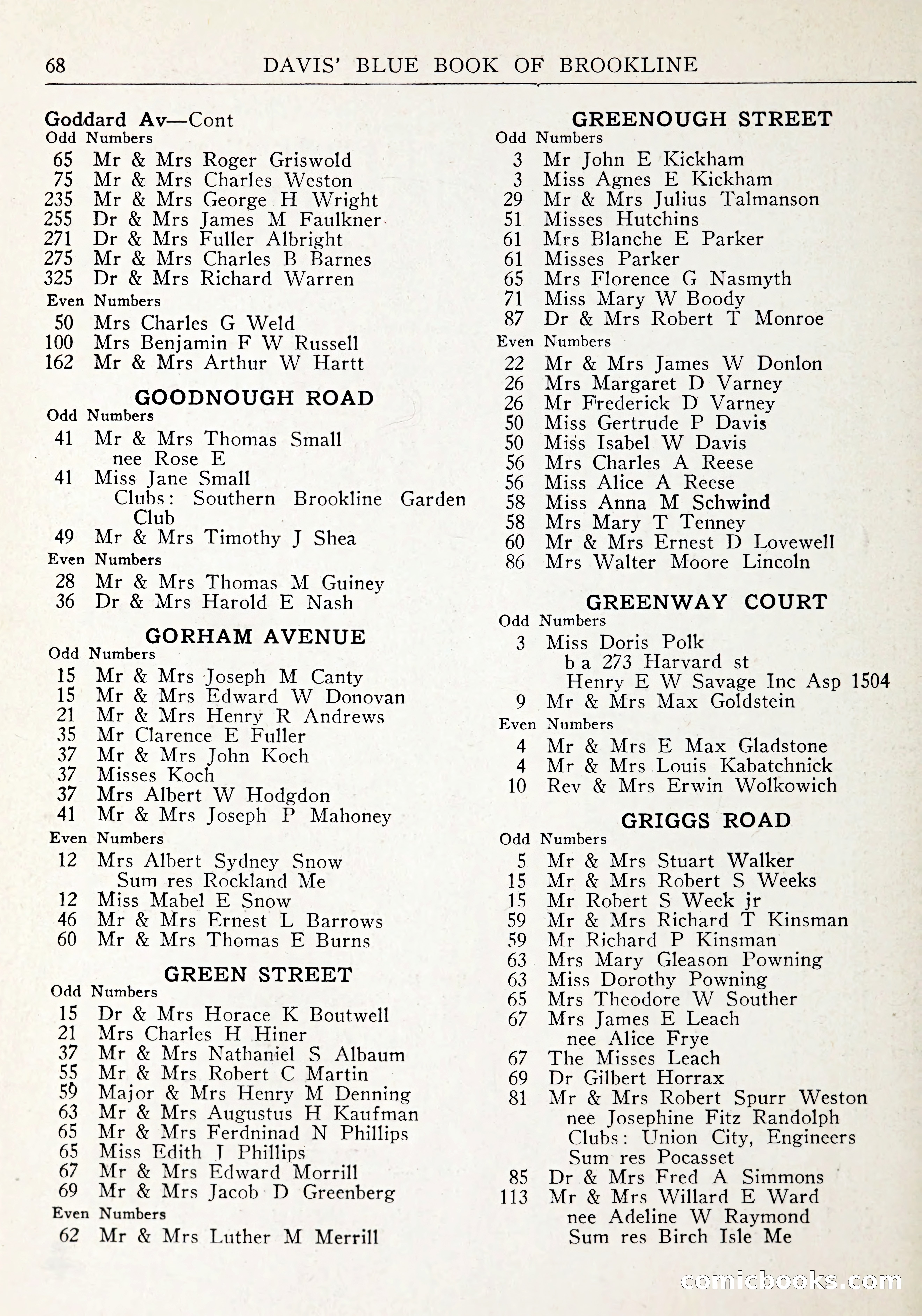 Davis' Blue Book of Brookline: Wellesley and Weston — page 71 of 246