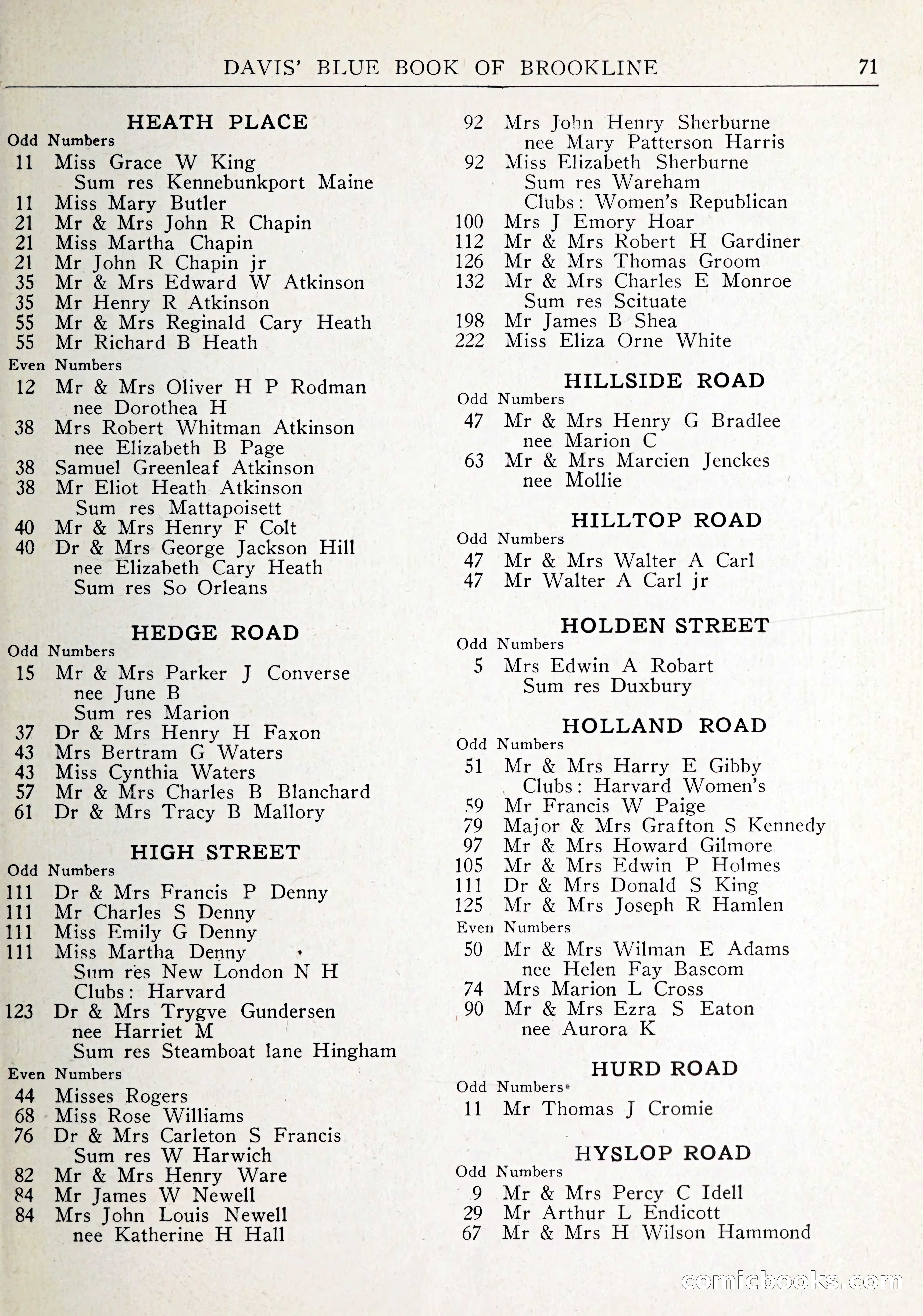 Davis' Blue Book of Brookline: Wellesley and Weston — page 74 of 246