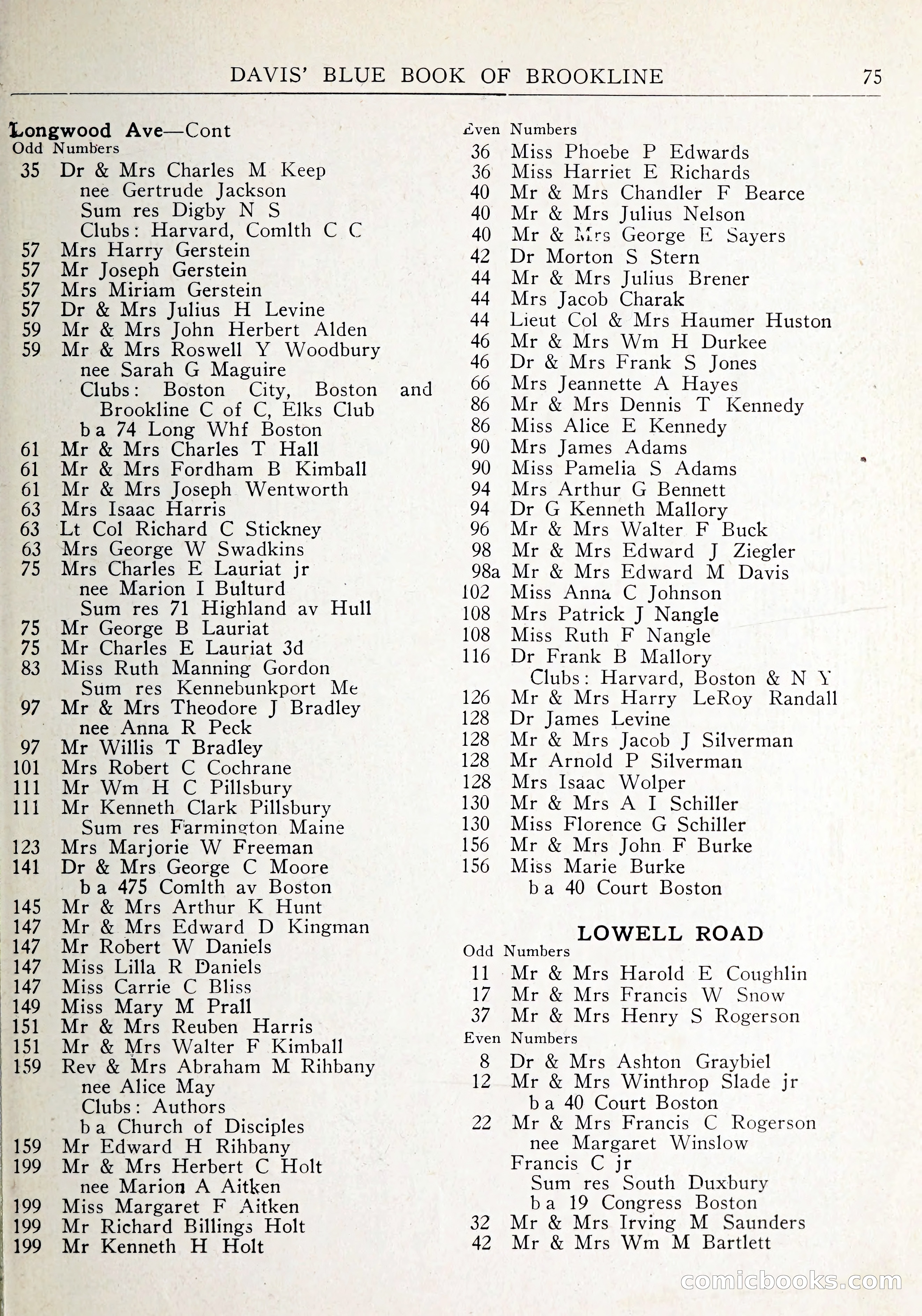 Davis' Blue Book of Brookline: Wellesley and Weston — page 78 of 246