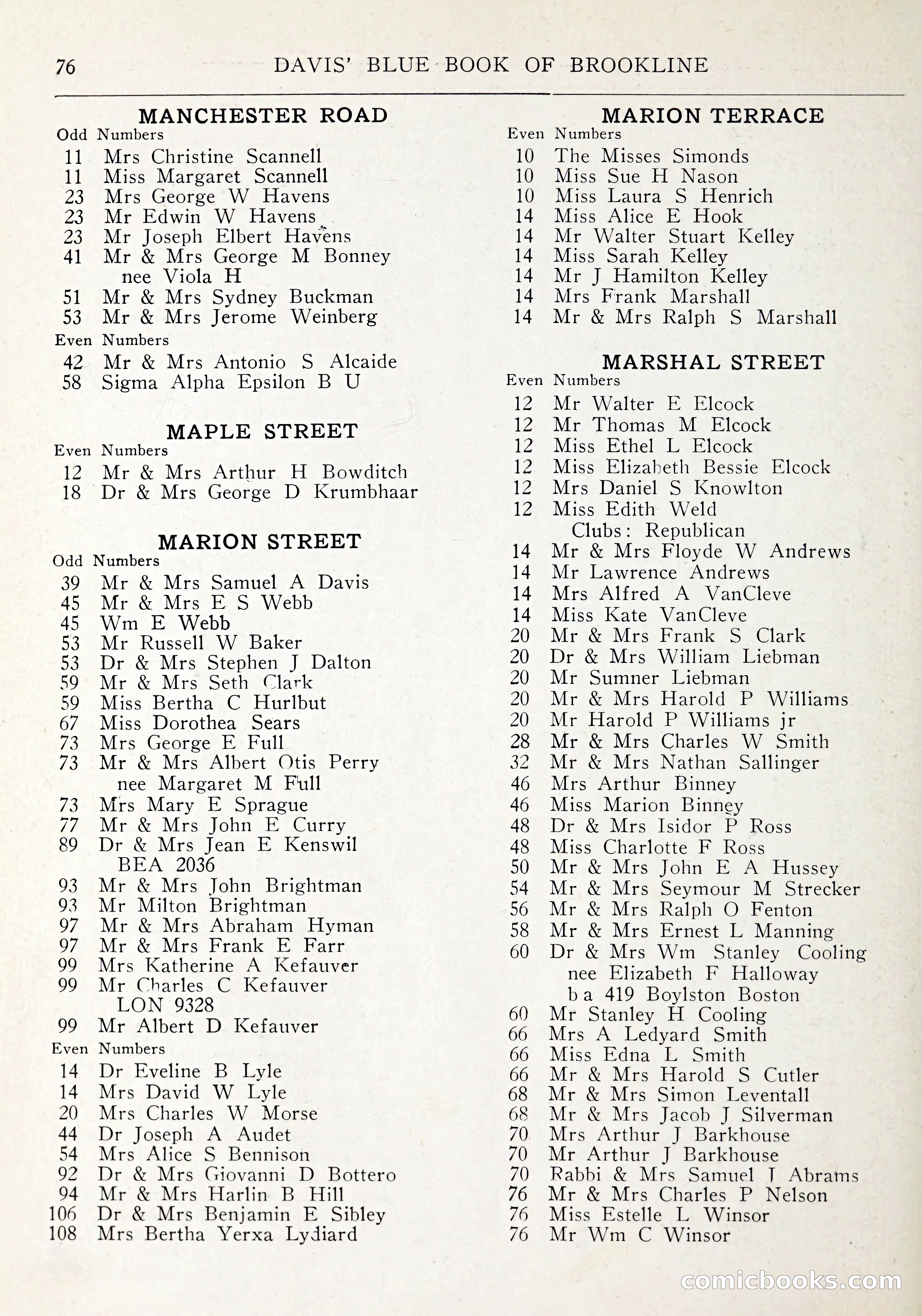Davis' Blue Book of Brookline: Wellesley and Weston — page 79 of 246
