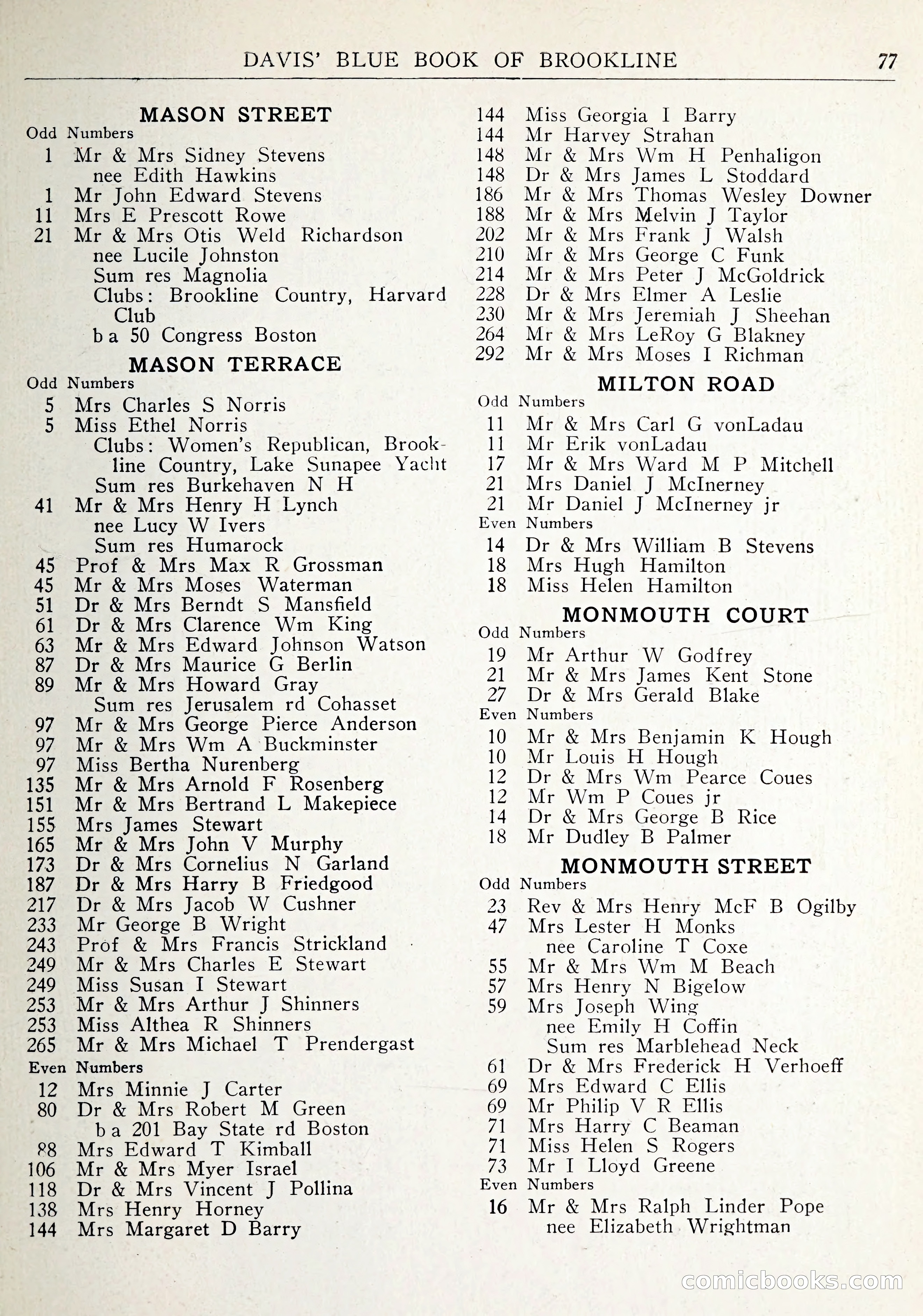Davis' Blue Book of Brookline: Wellesley and Weston — page 80 of 246