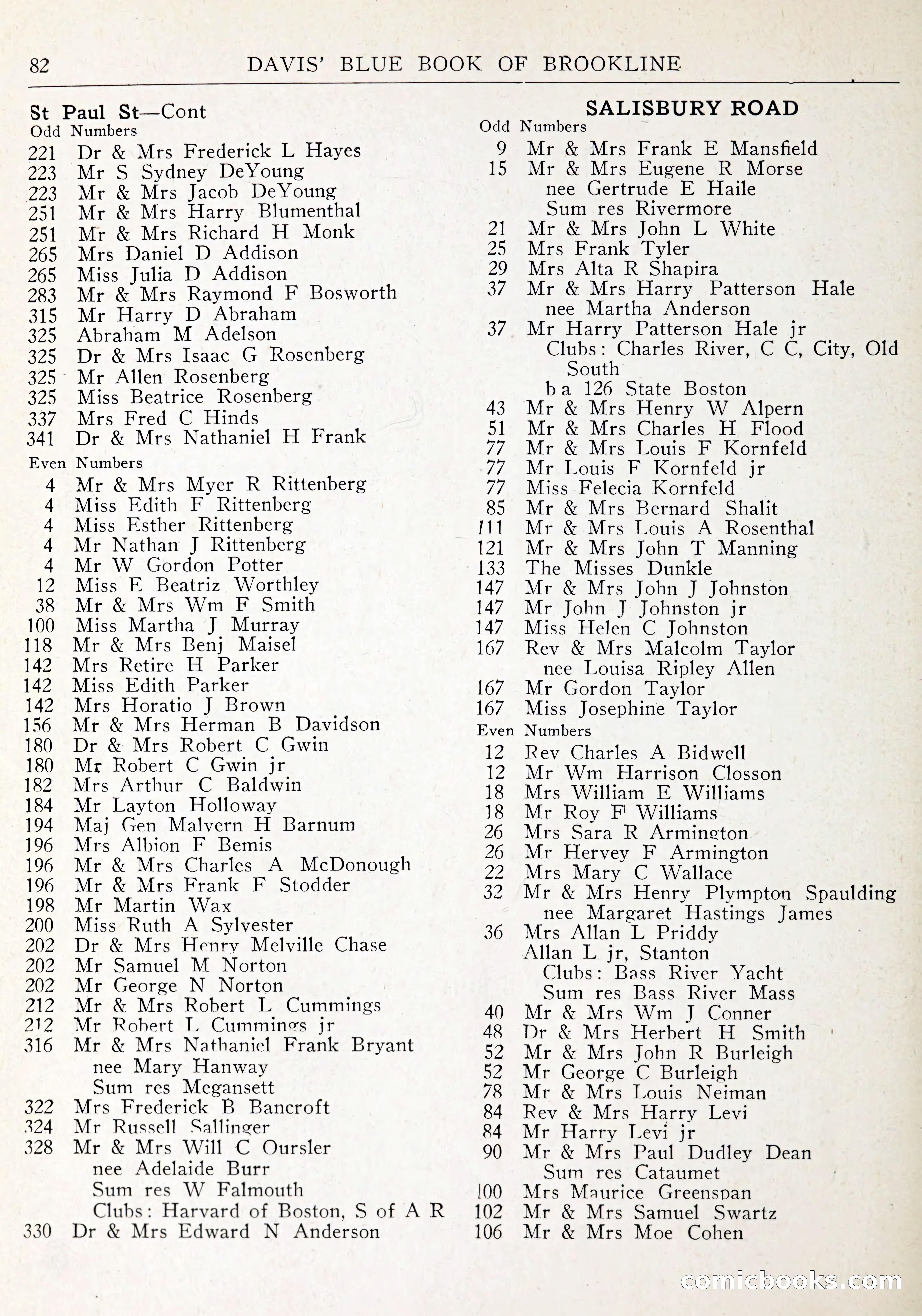 Davis' Blue Book of Brookline: Wellesley and Weston — page 85 of 246