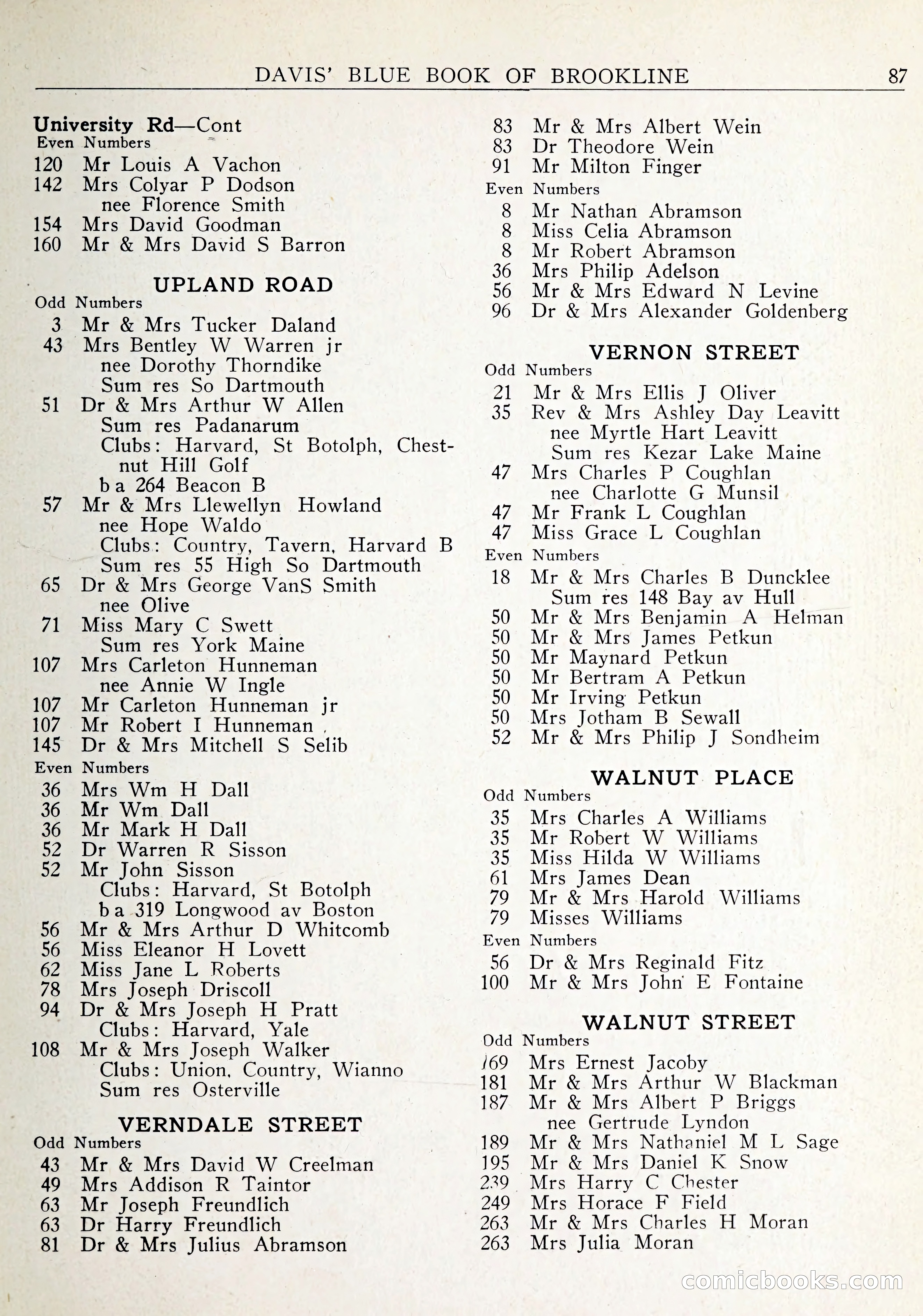 Davis' Blue Book of Brookline: Wellesley and Weston — page 90 of 246
