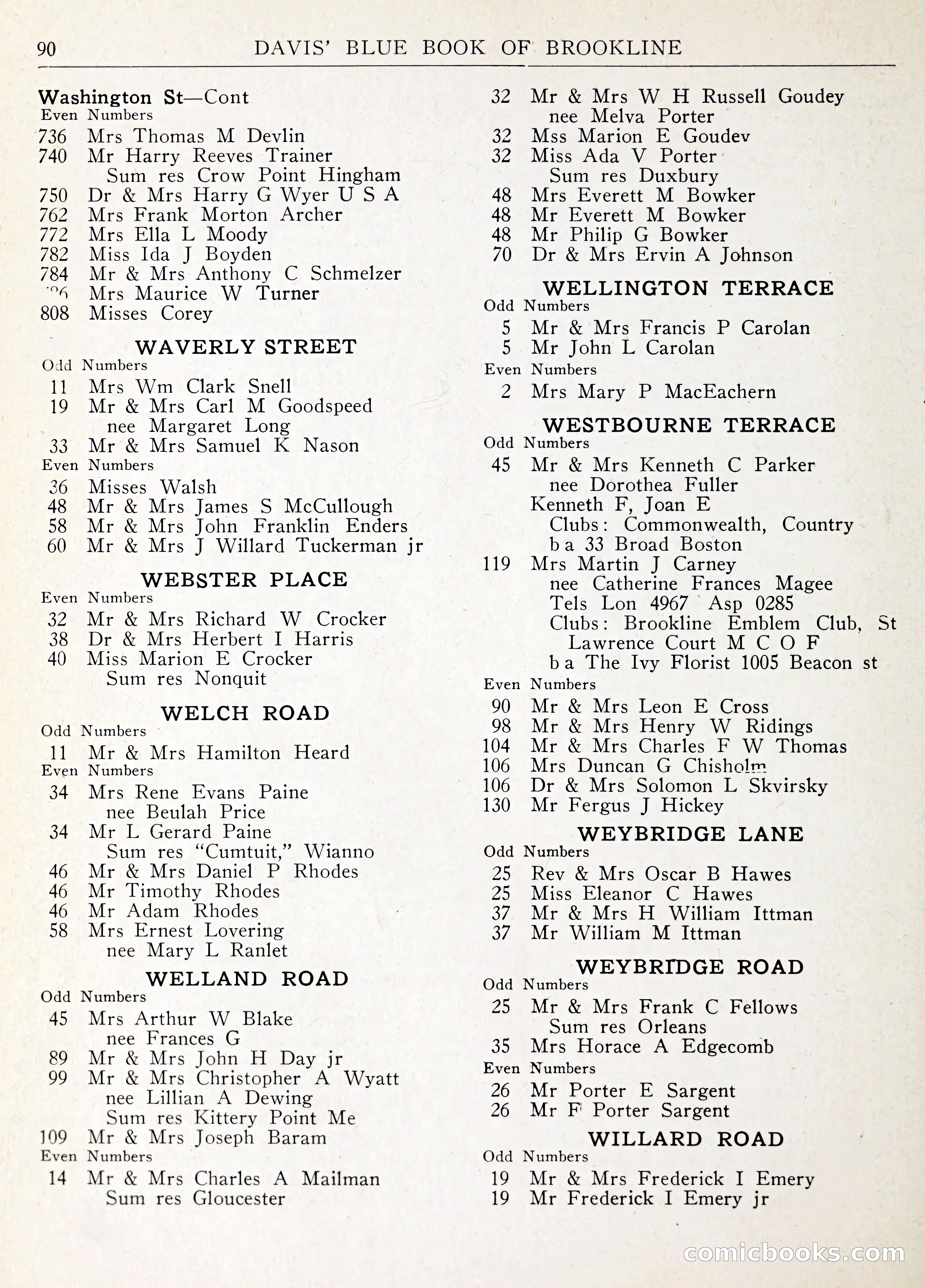 Davis' Blue Book of Brookline: Wellesley and Weston — page 93 of 246