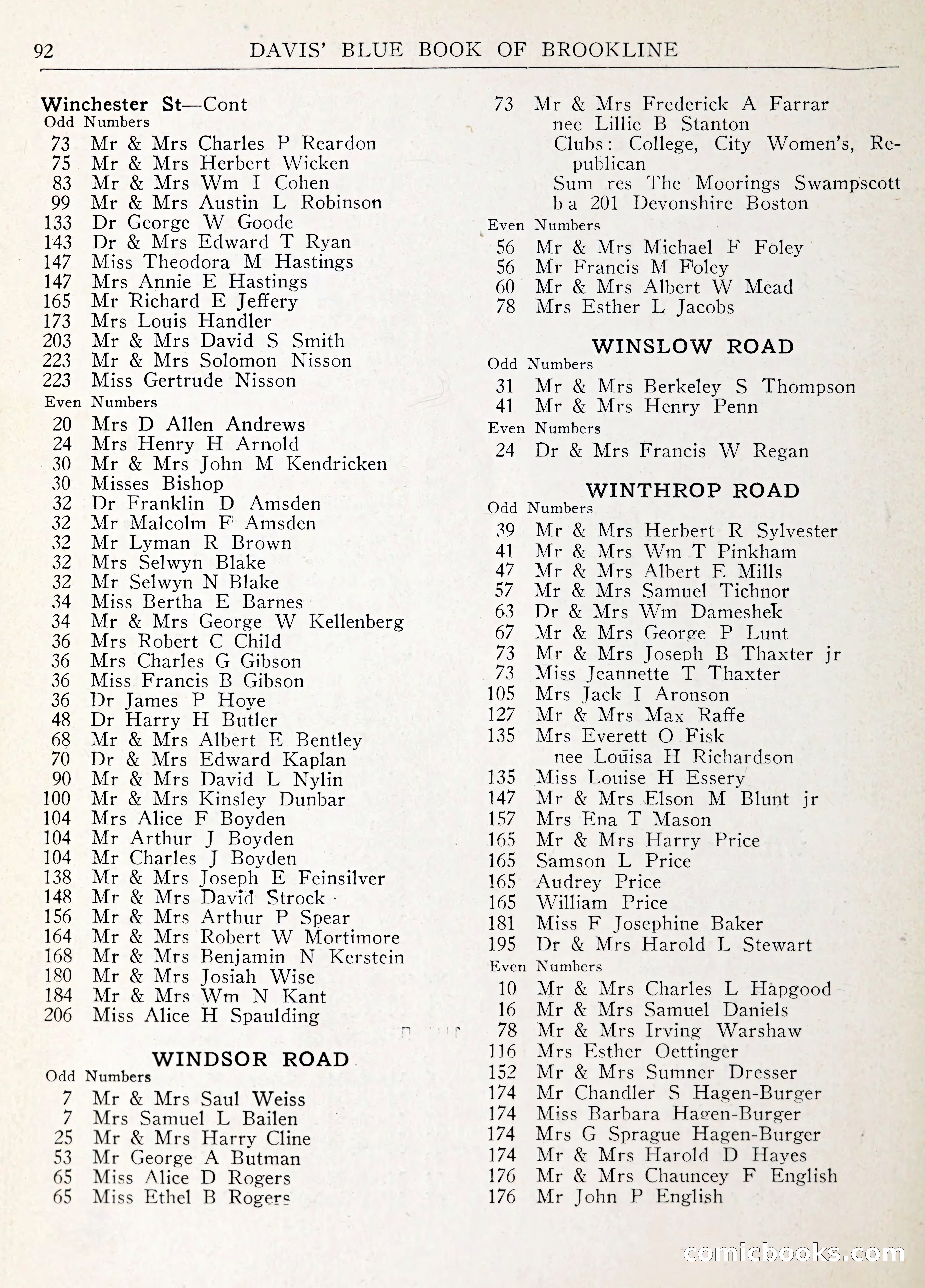 Davis' Blue Book of Brookline: Wellesley and Weston — page 95 of 246