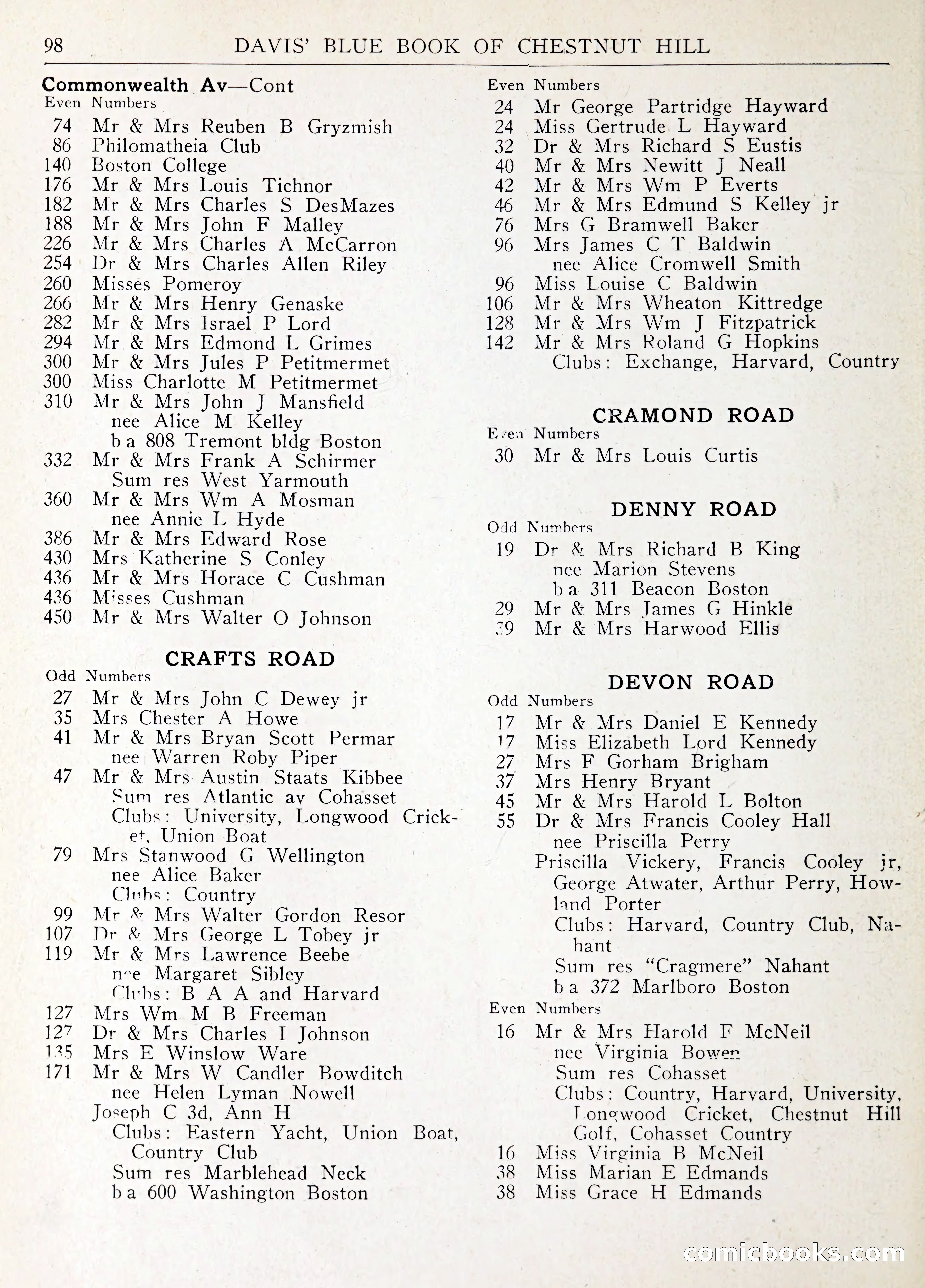 Davis' Blue Book of Brookline: Wellesley and Weston — page 105 of 246