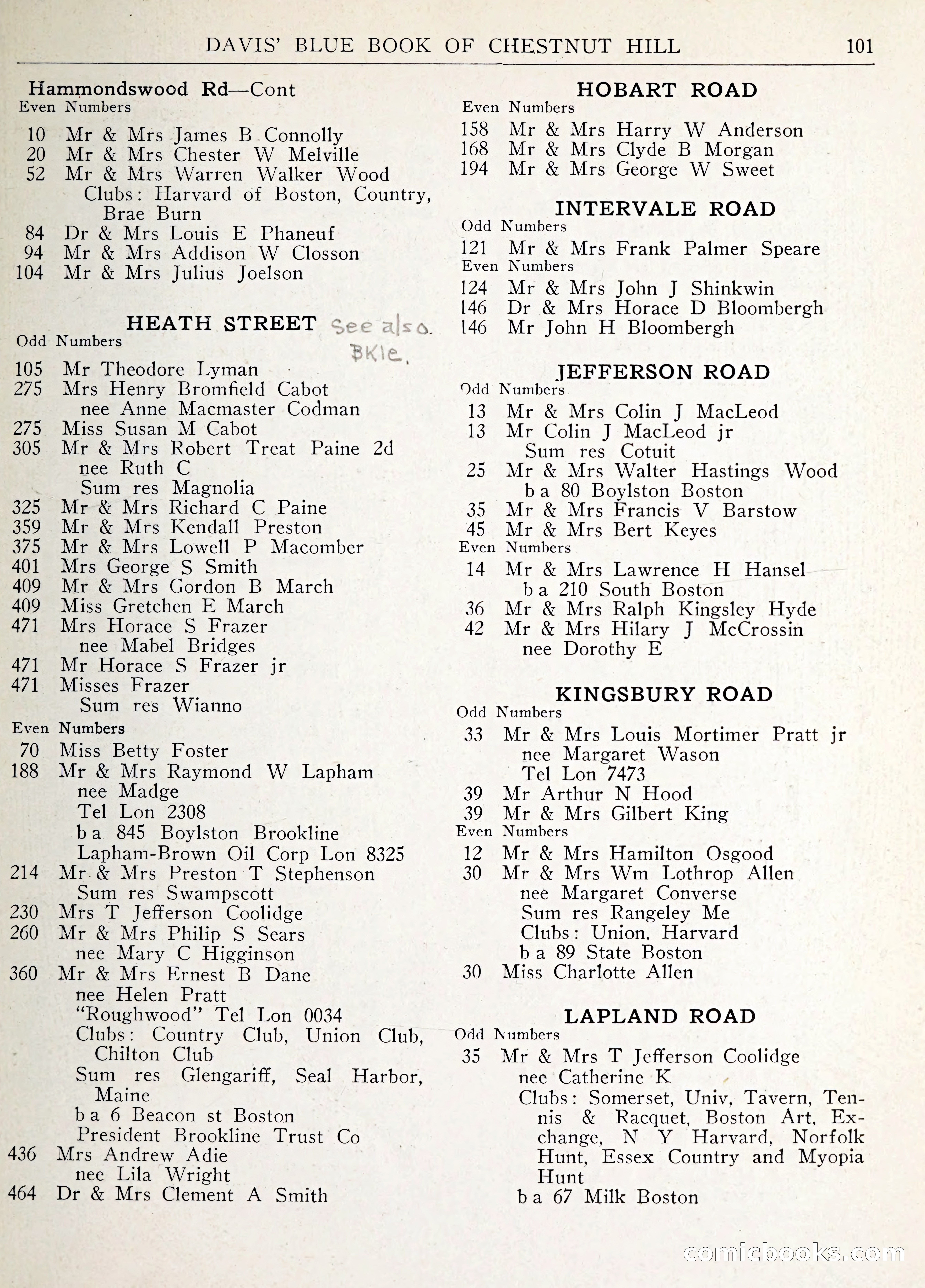 Davis' Blue Book of Brookline: Wellesley and Weston — page 108 of 246