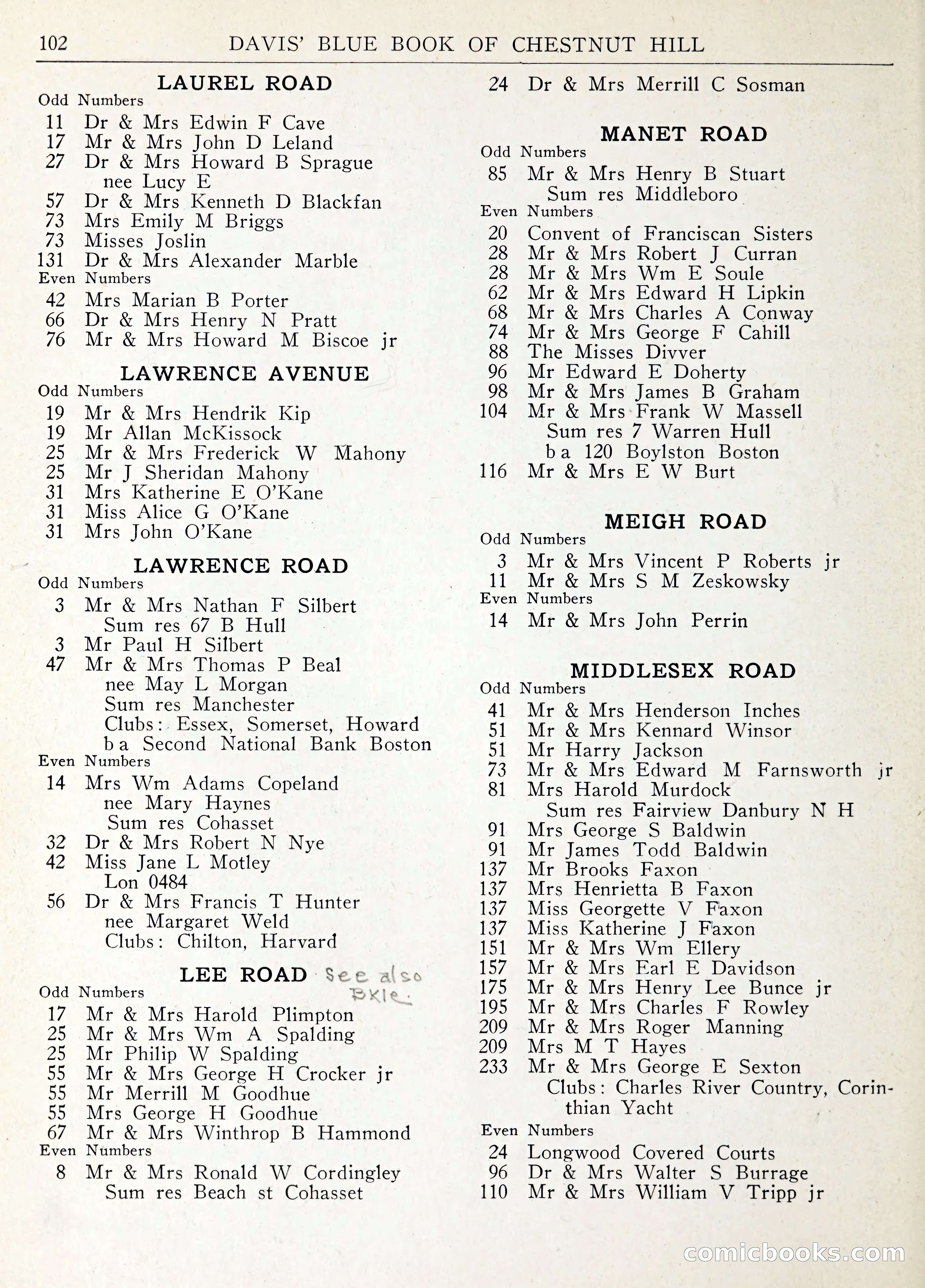 Davis' Blue Book of Brookline: Wellesley and Weston — page 109 of 246