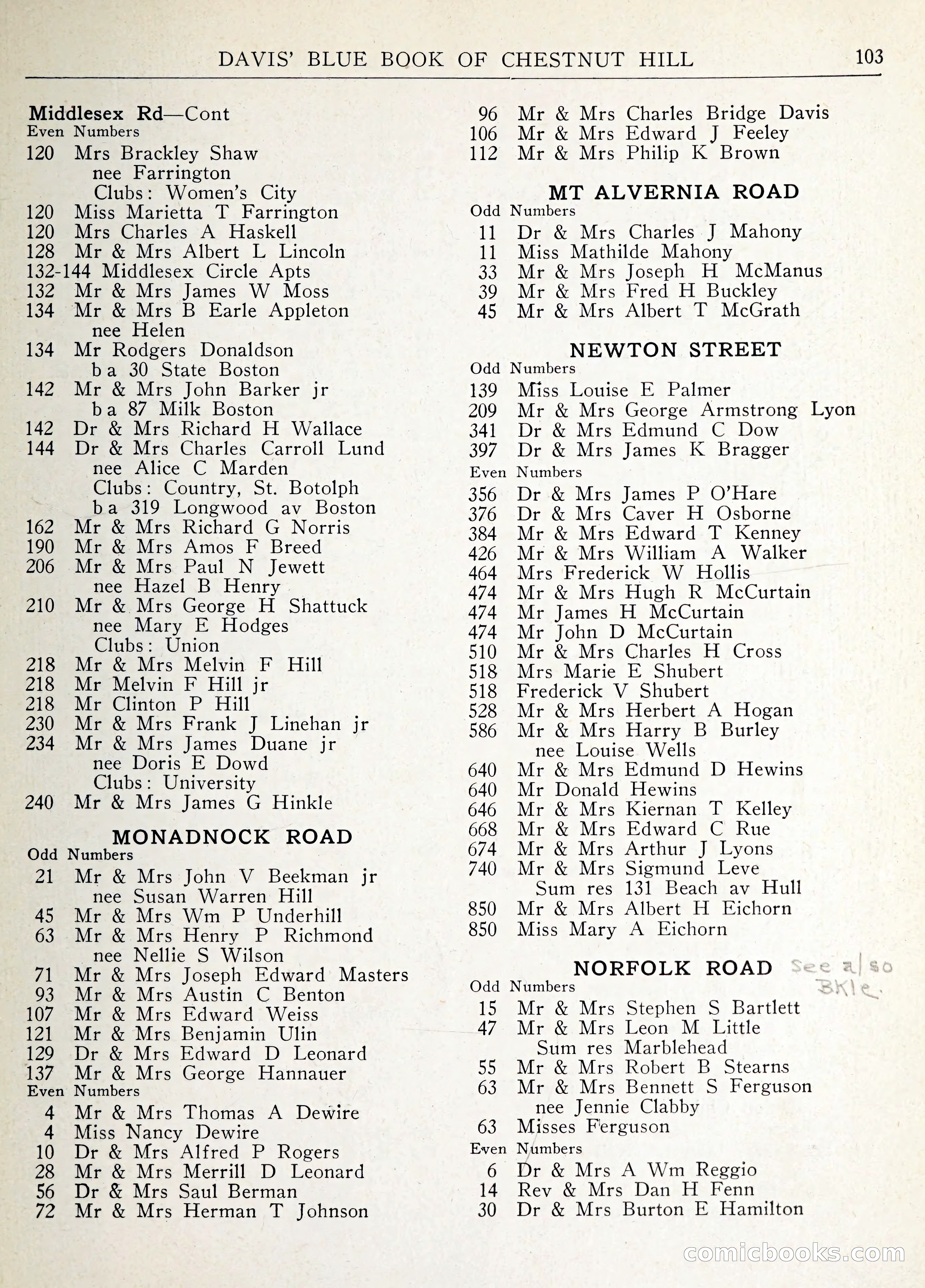 Davis' Blue Book of Brookline: Wellesley and Weston — page 110 of 246