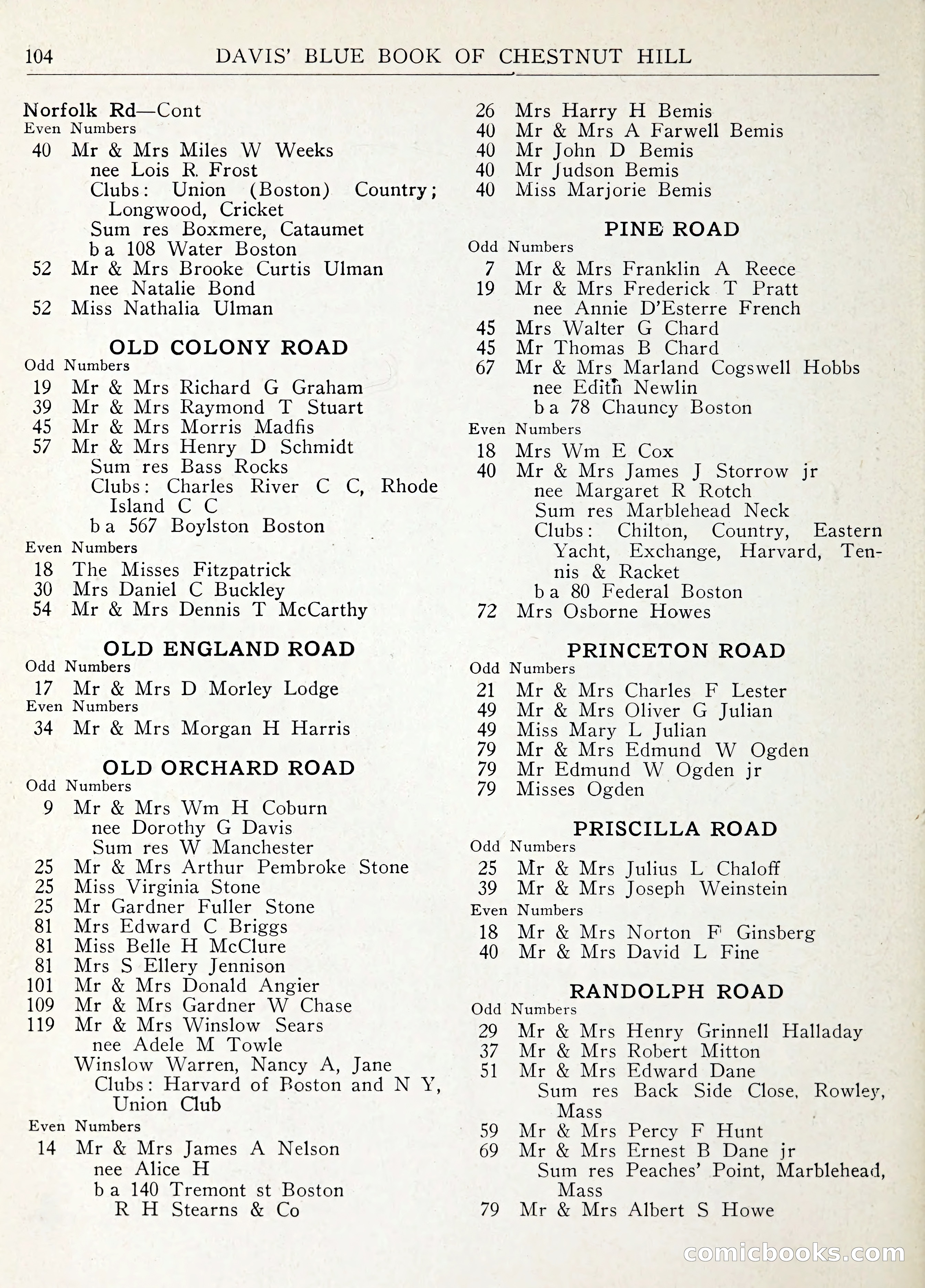 Davis' Blue Book of Brookline: Wellesley and Weston — page 111 of 246
