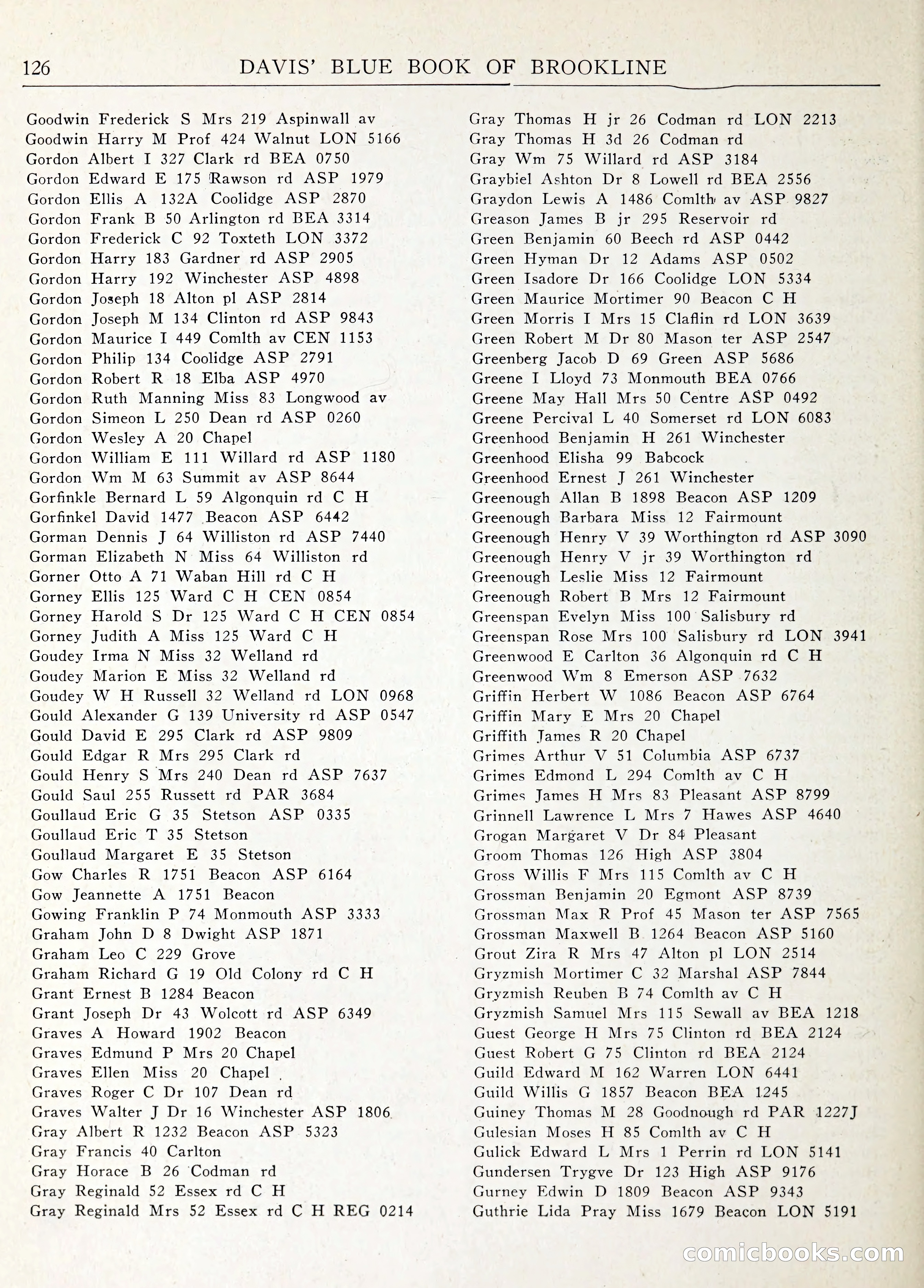 Davis' Blue Book of Brookline: Wellesley and Weston — page 133 of 246