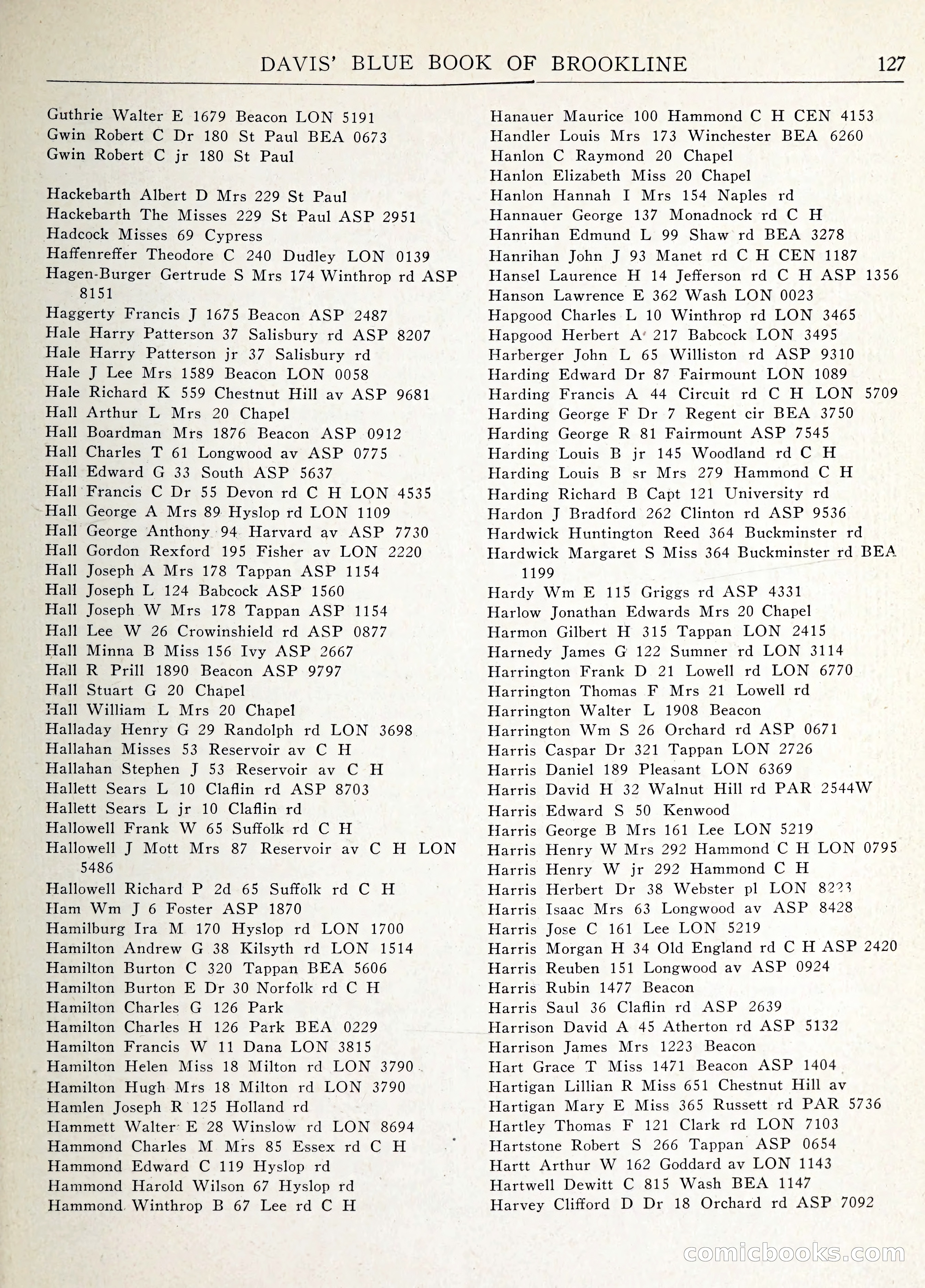 Davis' Blue Book of Brookline: Wellesley and Weston — page 134 of 246