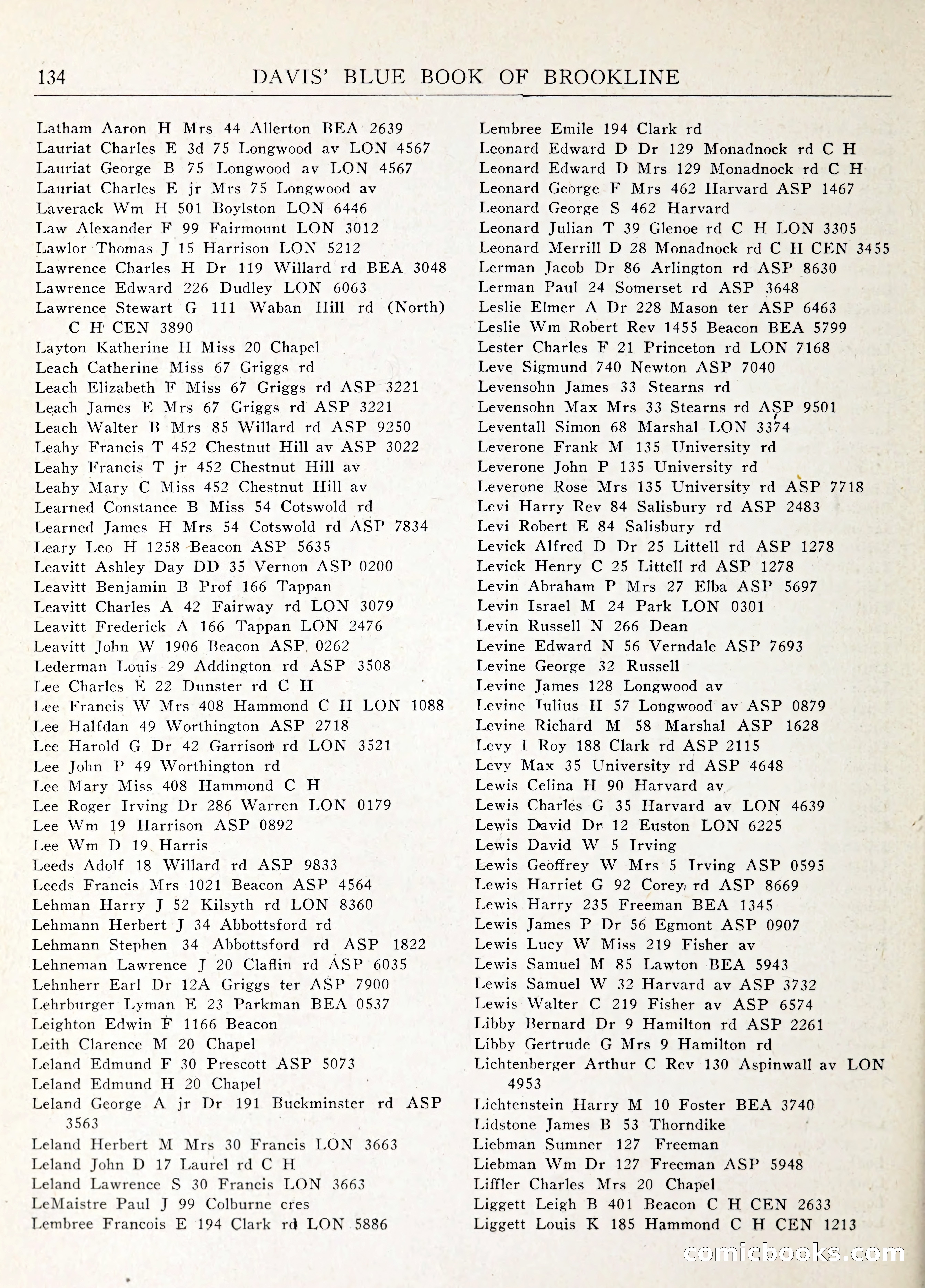 Davis' Blue Book of Brookline: Wellesley and Weston — page 141 of 246