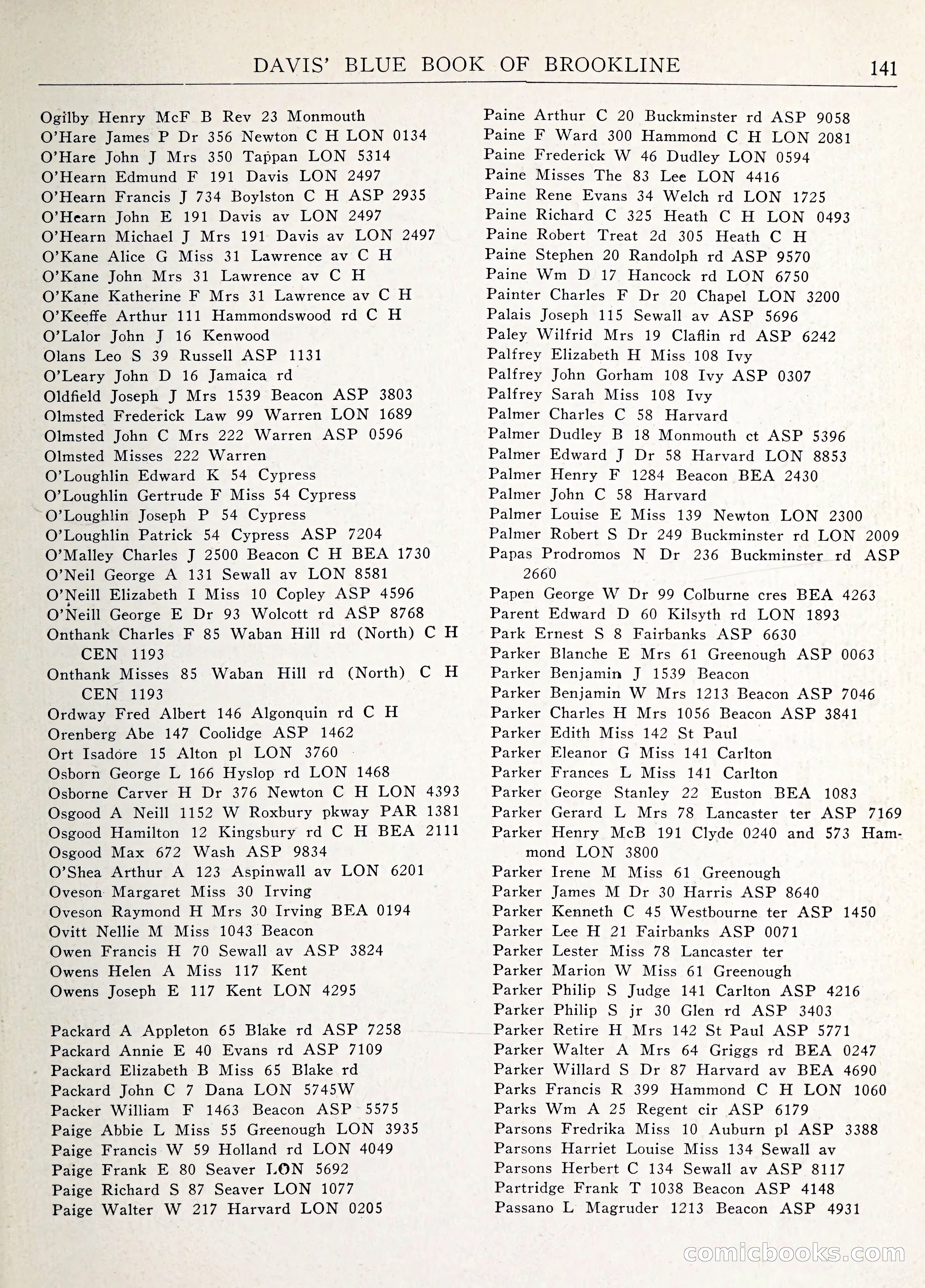 Davis' Blue Book of Brookline: Wellesley and Weston — page 148 of 246
