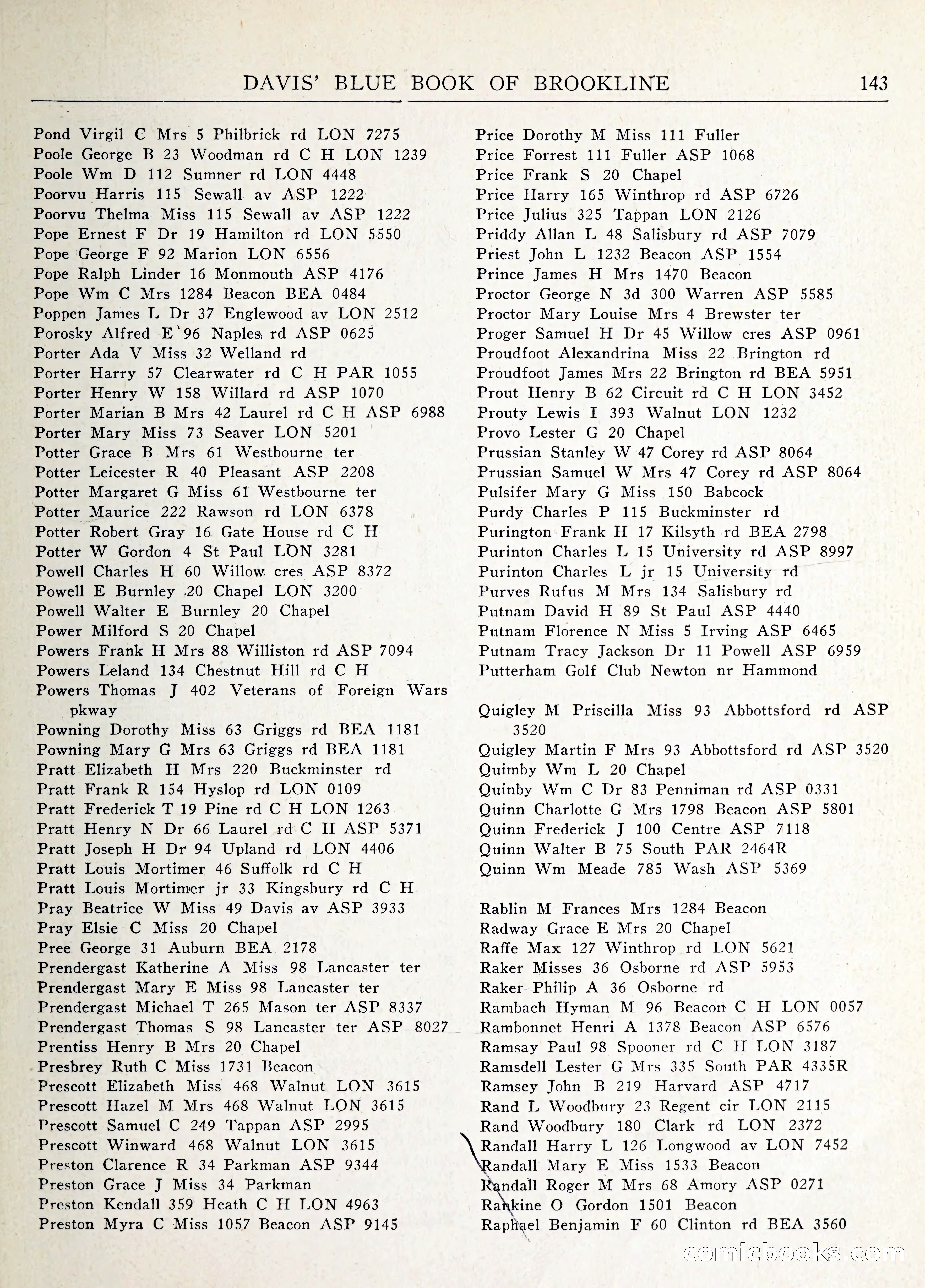 Davis' Blue Book of Brookline: Wellesley and Weston — page 150 of 246