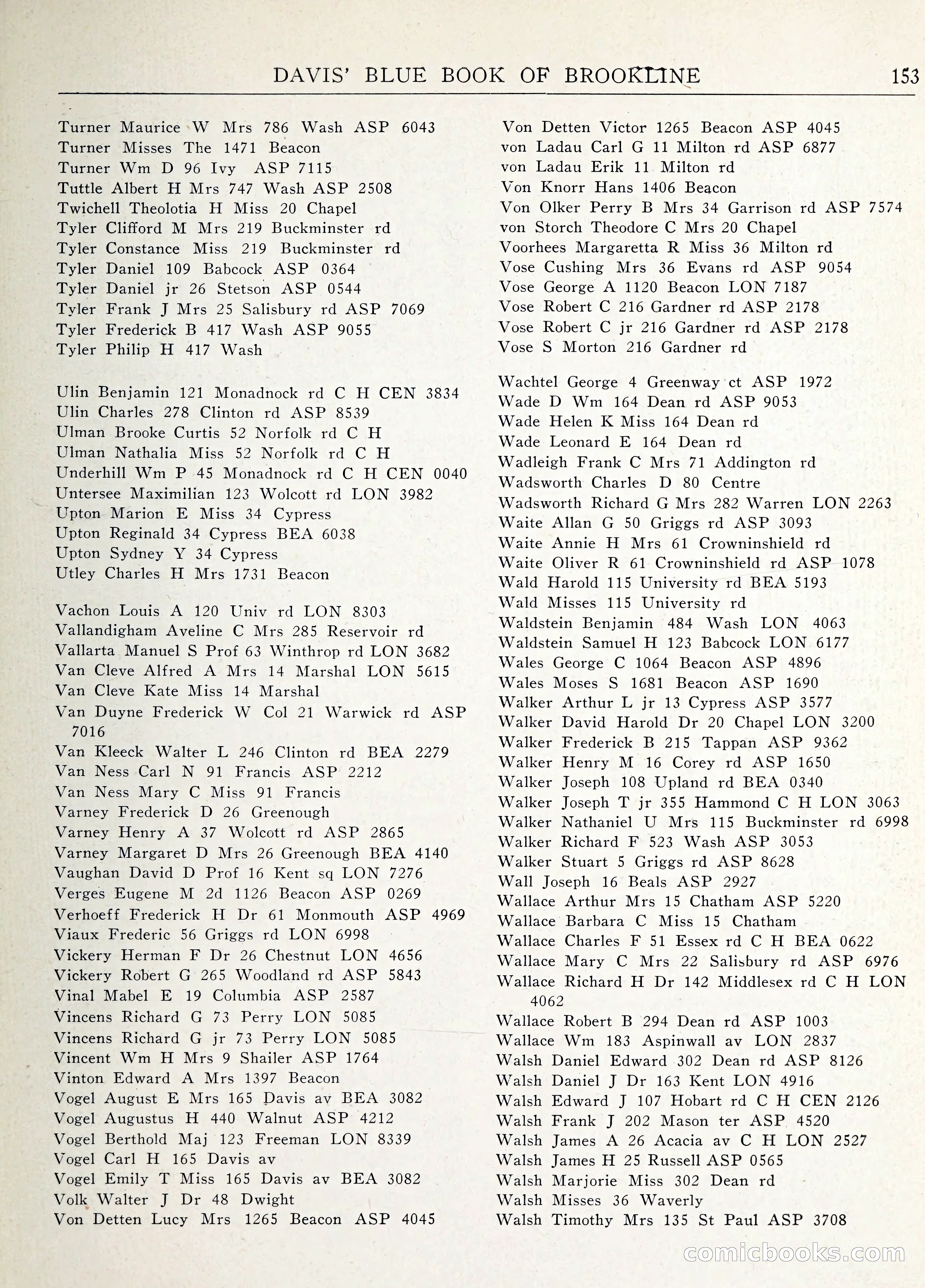 Davis' Blue Book of Brookline: Wellesley and Weston — page 160 of 246