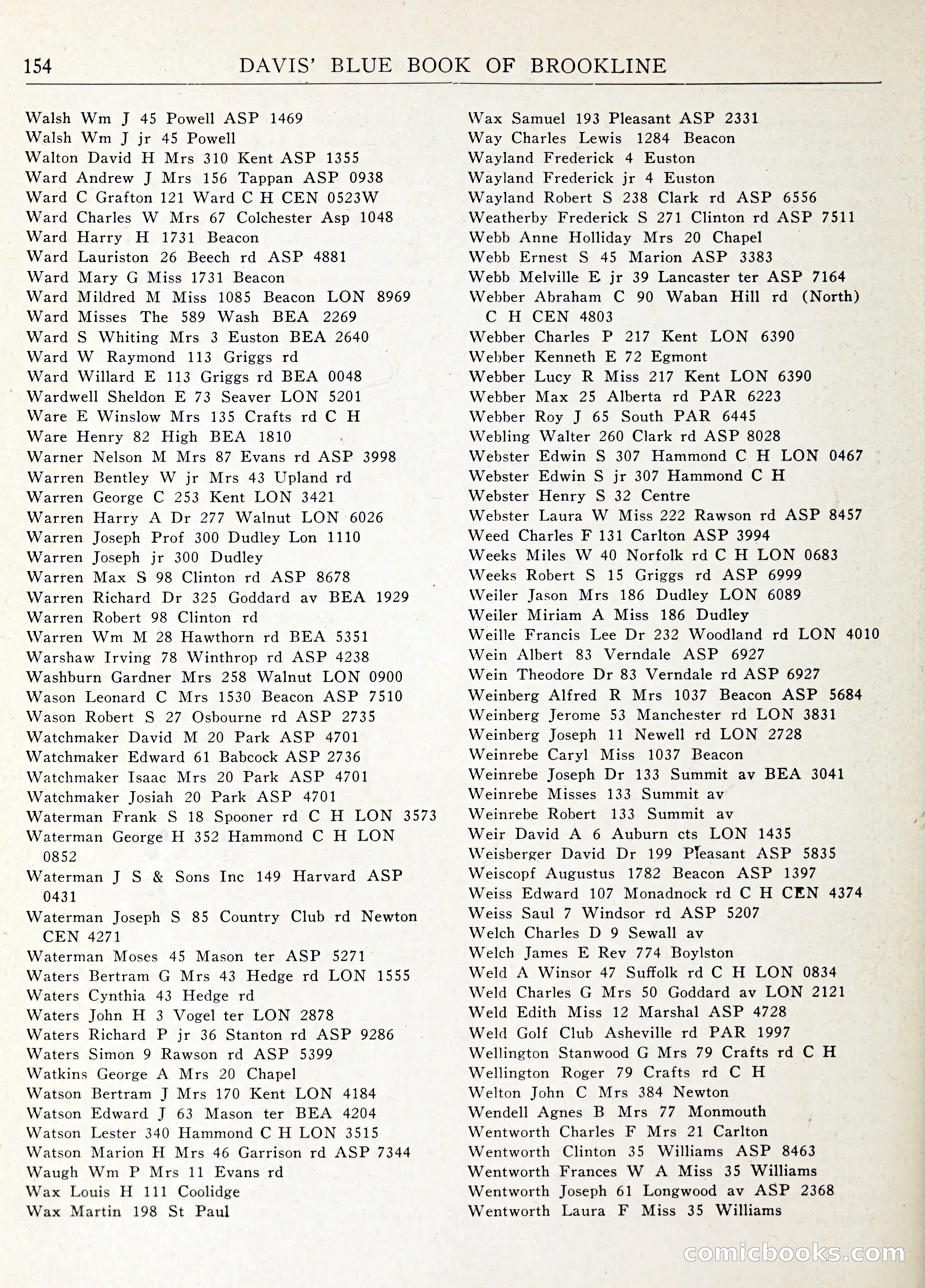 Davis' Blue Book of Brookline: Wellesley and Weston — page 161 of 246