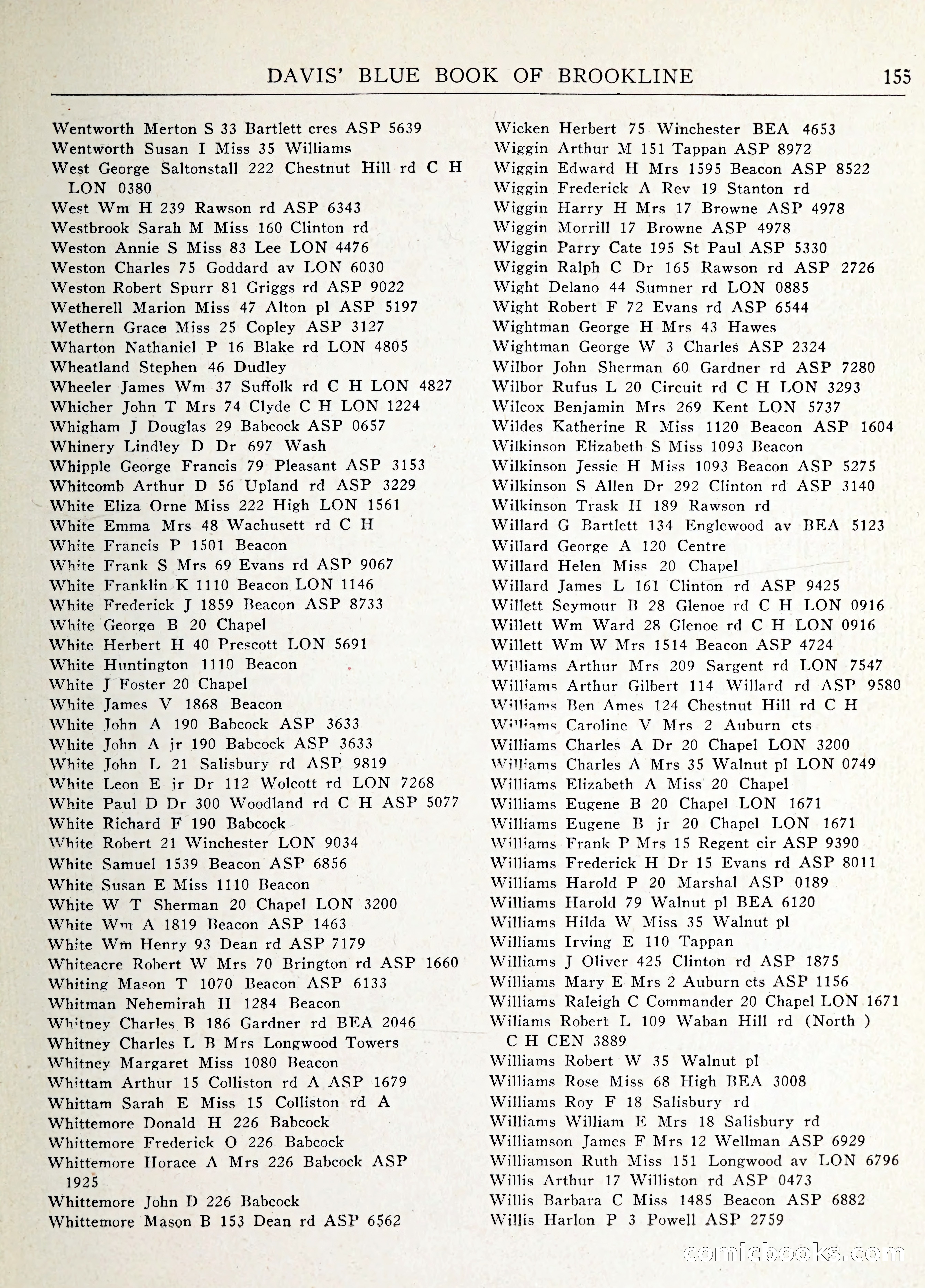 Davis' Blue Book of Brookline: Wellesley and Weston — page 162 of 246
