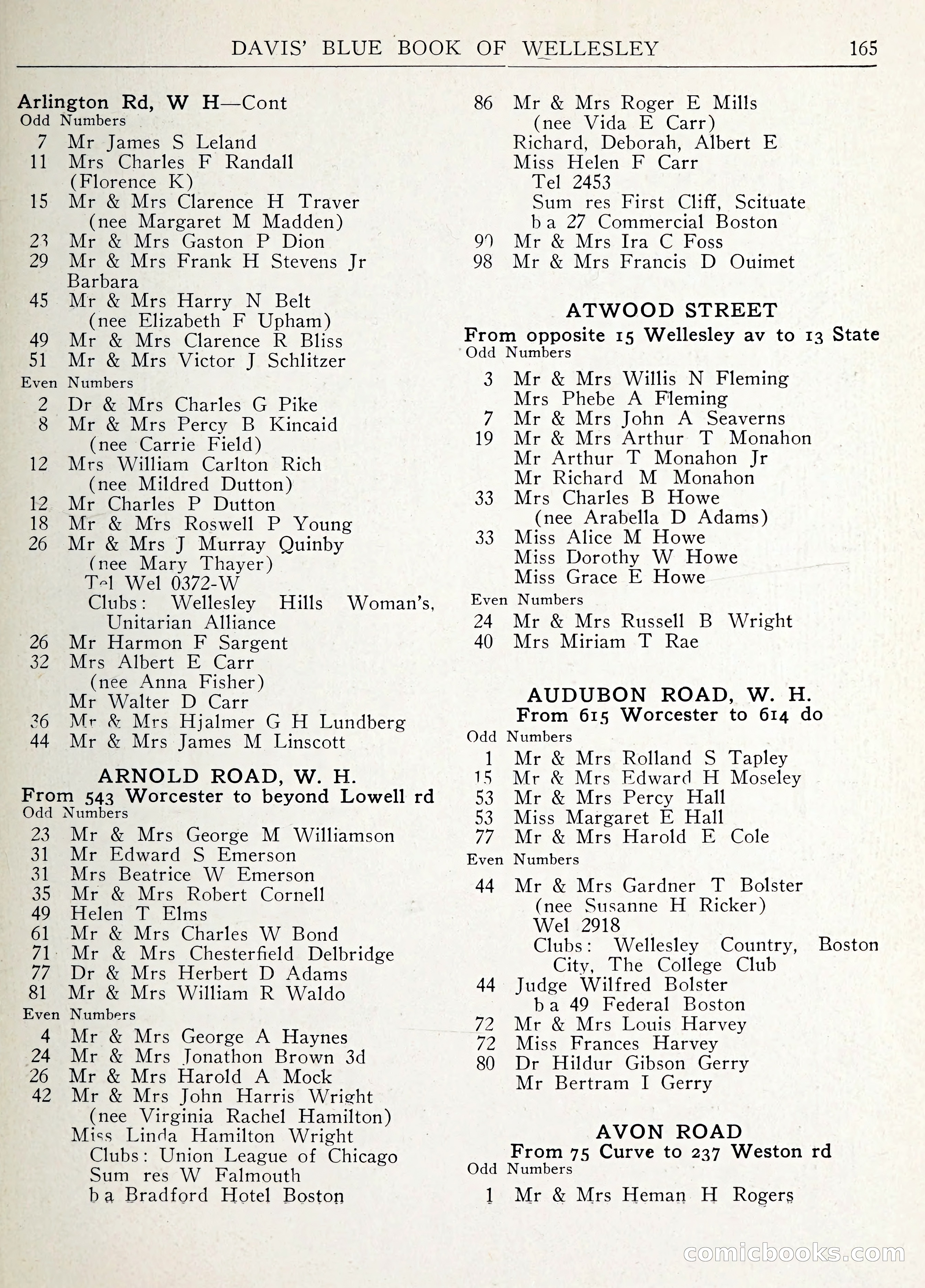 Davis' Blue Book of Brookline: Wellesley and Weston — page 176 of 246