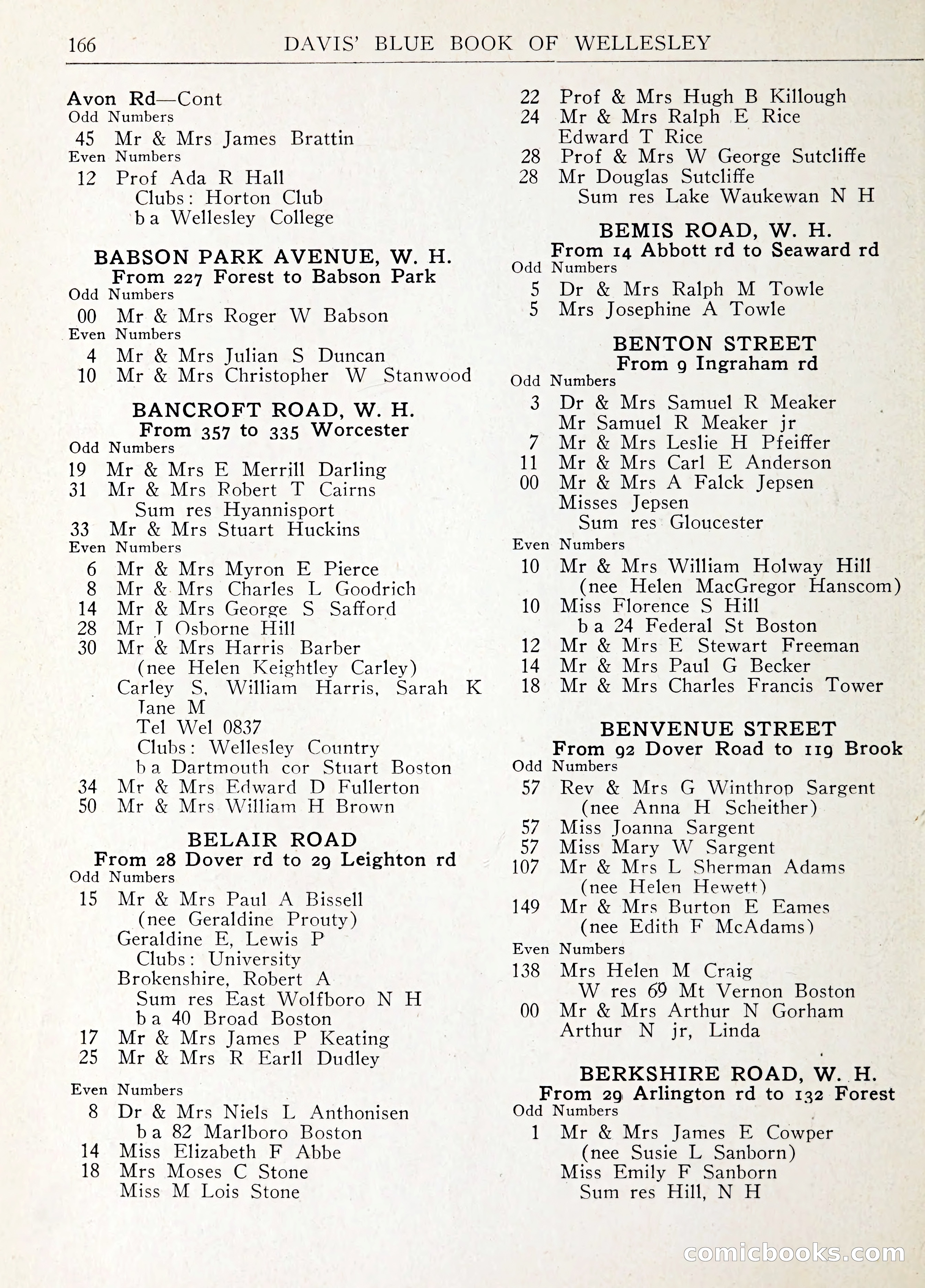 Davis' Blue Book of Brookline: Wellesley and Weston — page 177 of 246