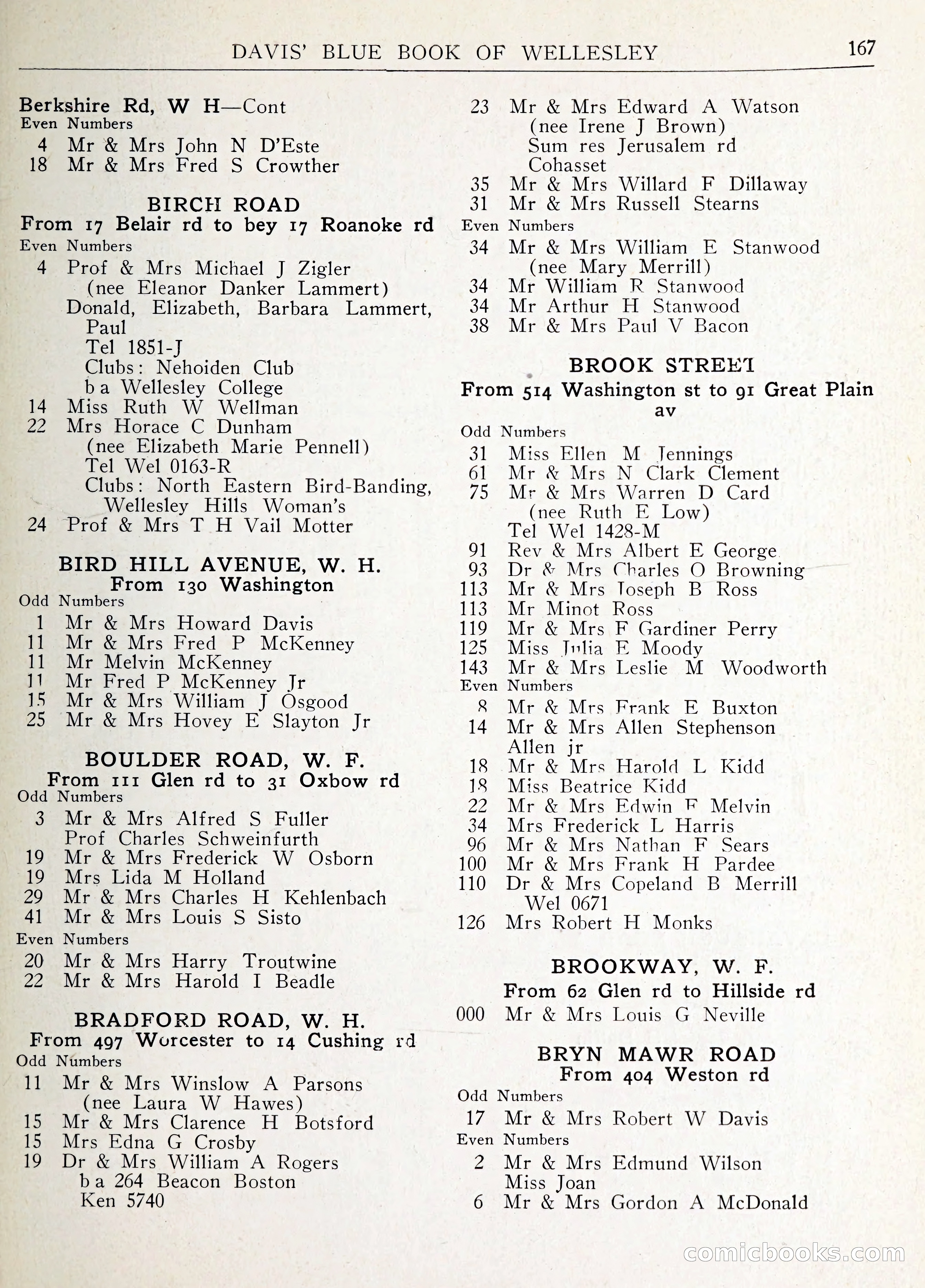 Davis' Blue Book of Brookline: Wellesley and Weston — page 178 of 246