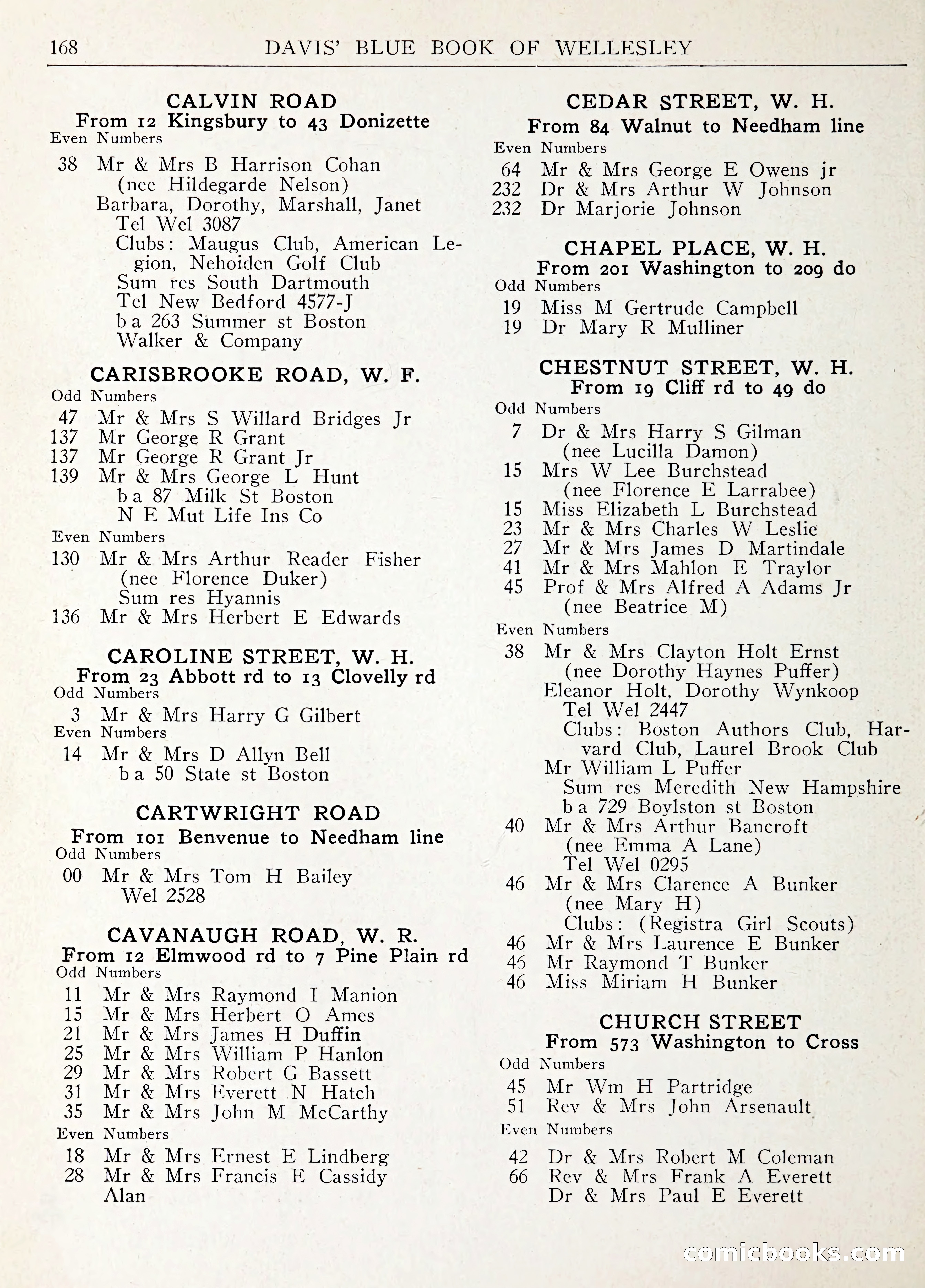 Davis' Blue Book of Brookline: Wellesley and Weston — page 179 of 246