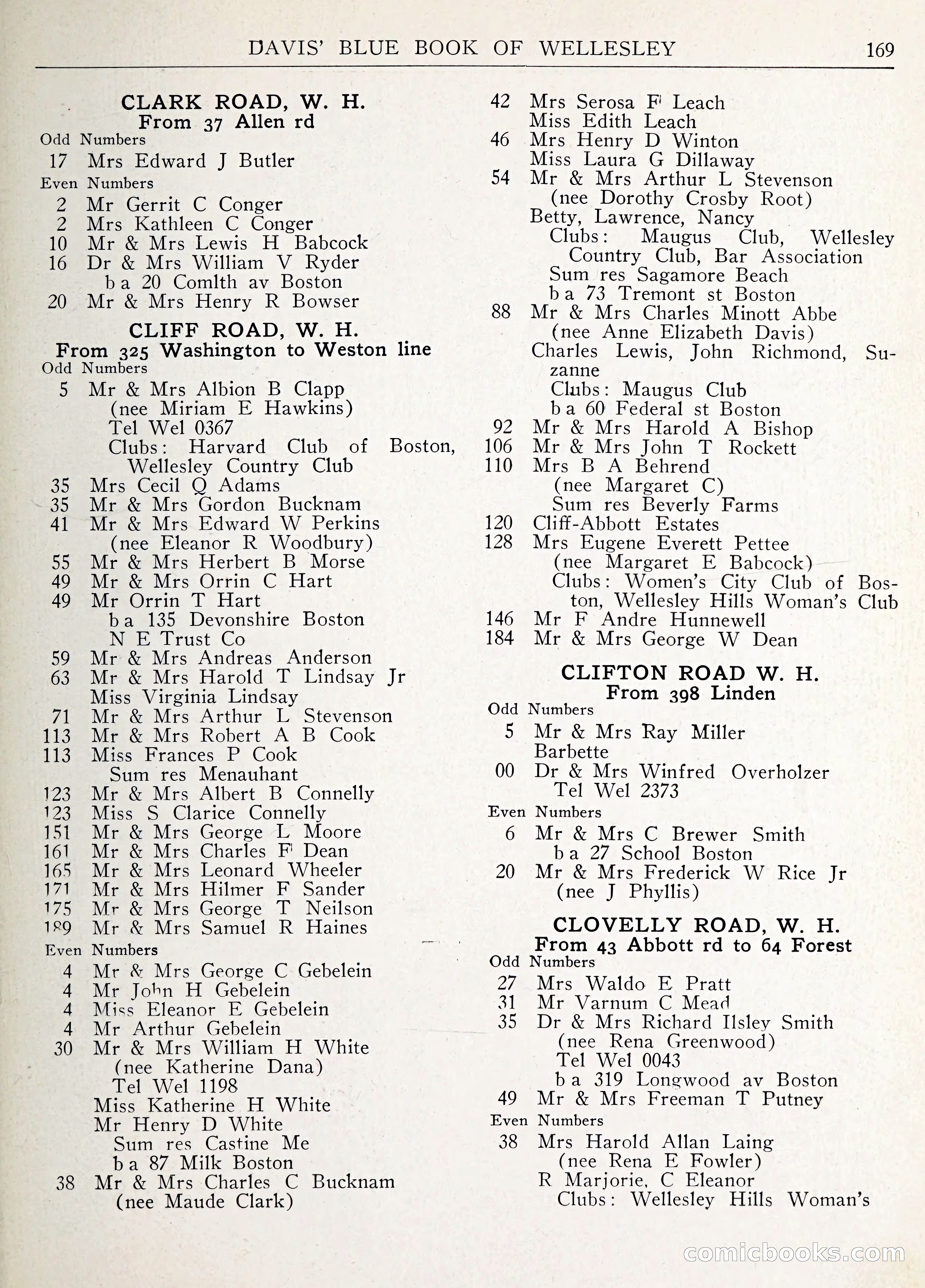 Davis' Blue Book of Brookline: Wellesley and Weston — page 180 of 246