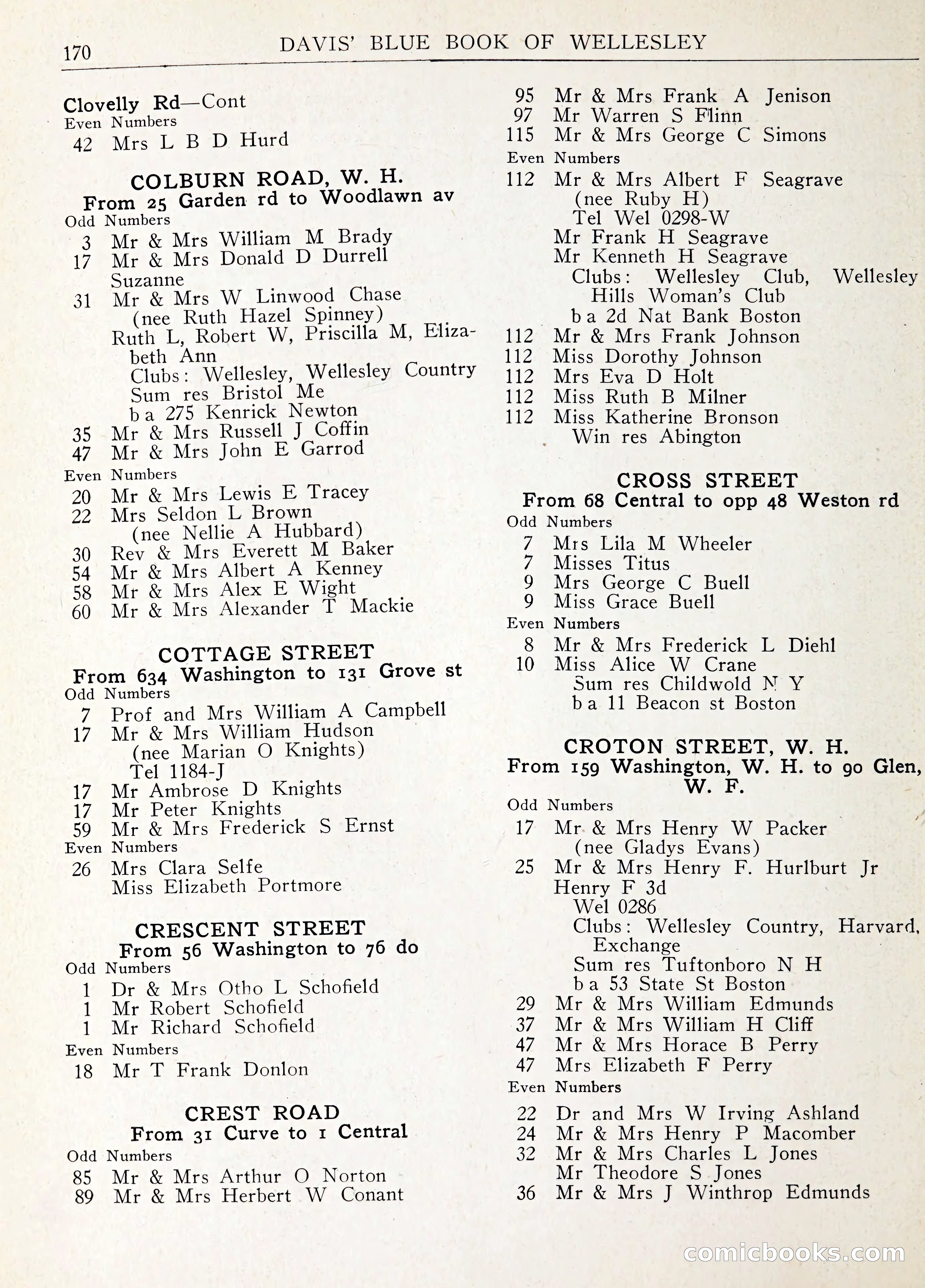 Davis' Blue Book of Brookline: Wellesley and Weston — page 181 of 246