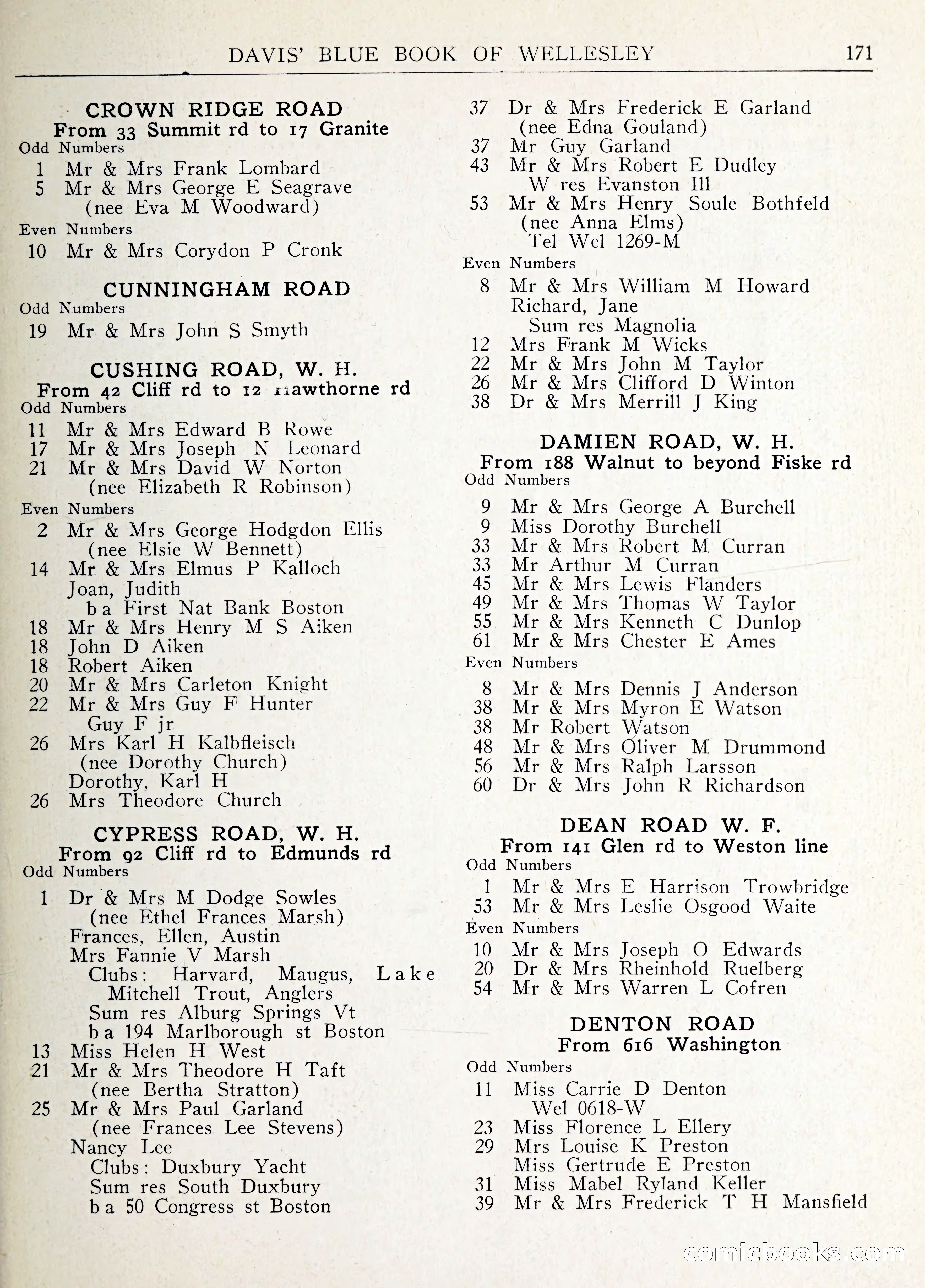 Davis' Blue Book of Brookline: Wellesley and Weston — page 182 of 246