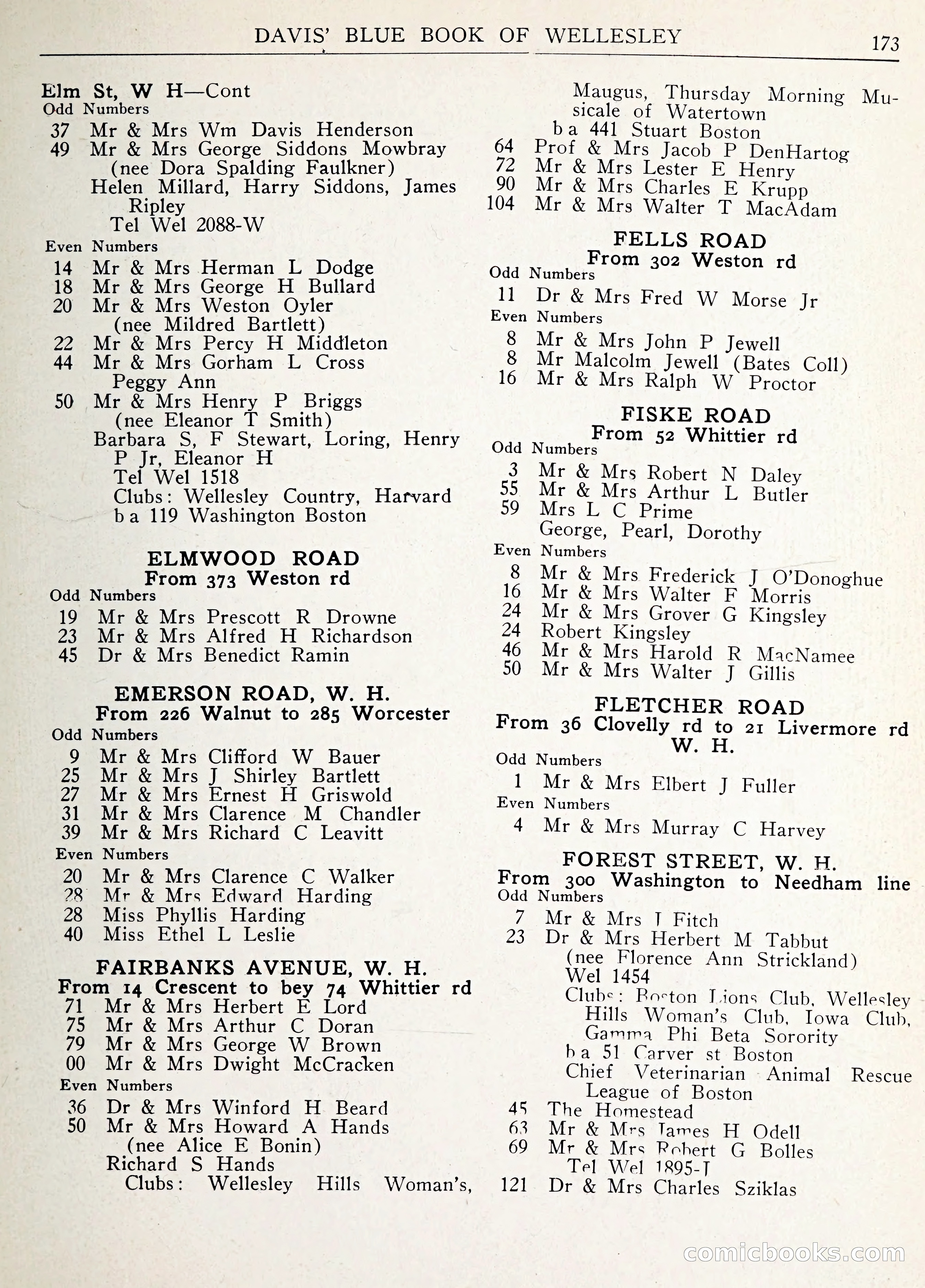 Davis' Blue Book of Brookline: Wellesley and Weston — page 184 of 246
