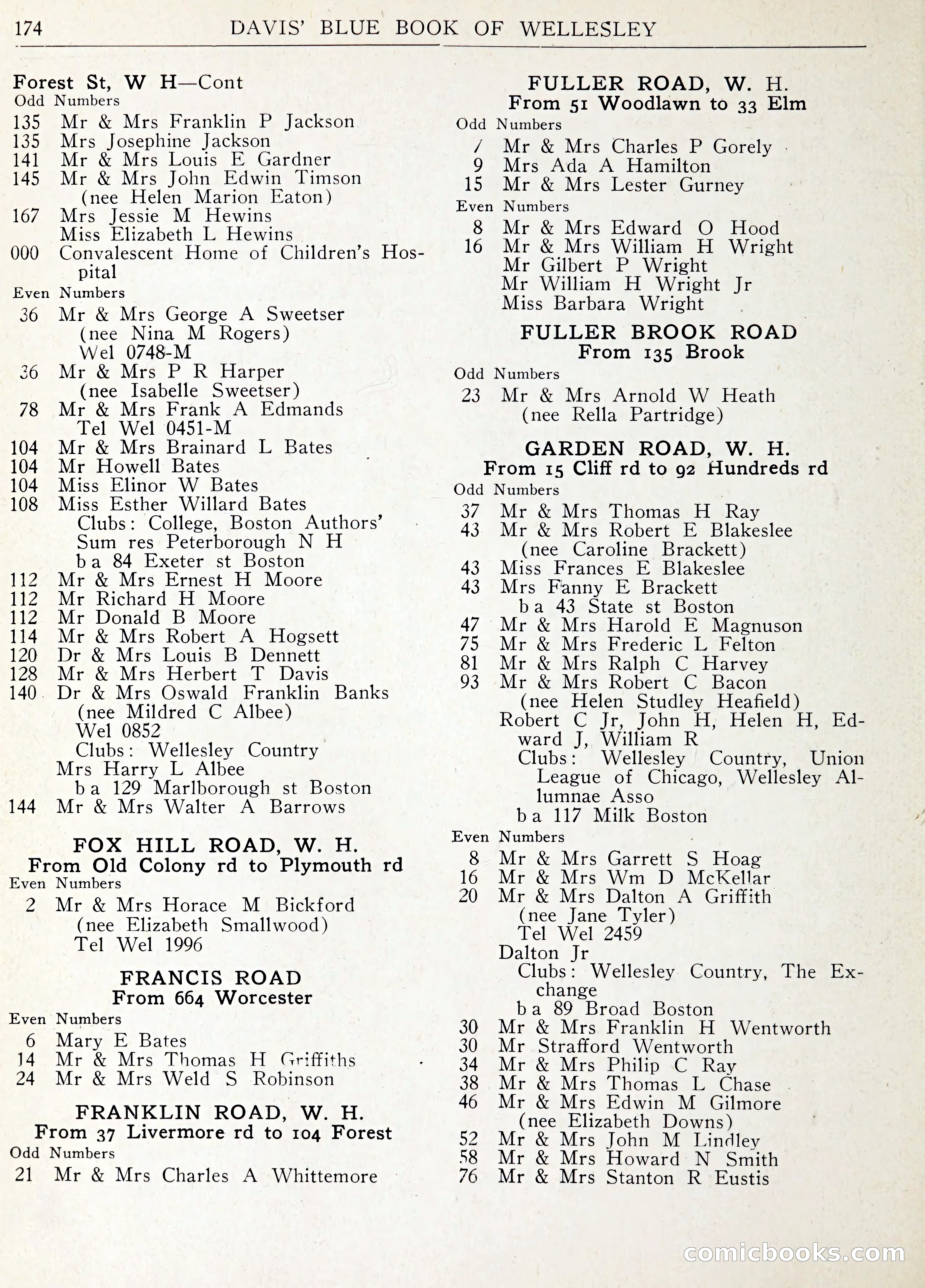 Davis' Blue Book of Brookline: Wellesley and Weston — page 185 of 246