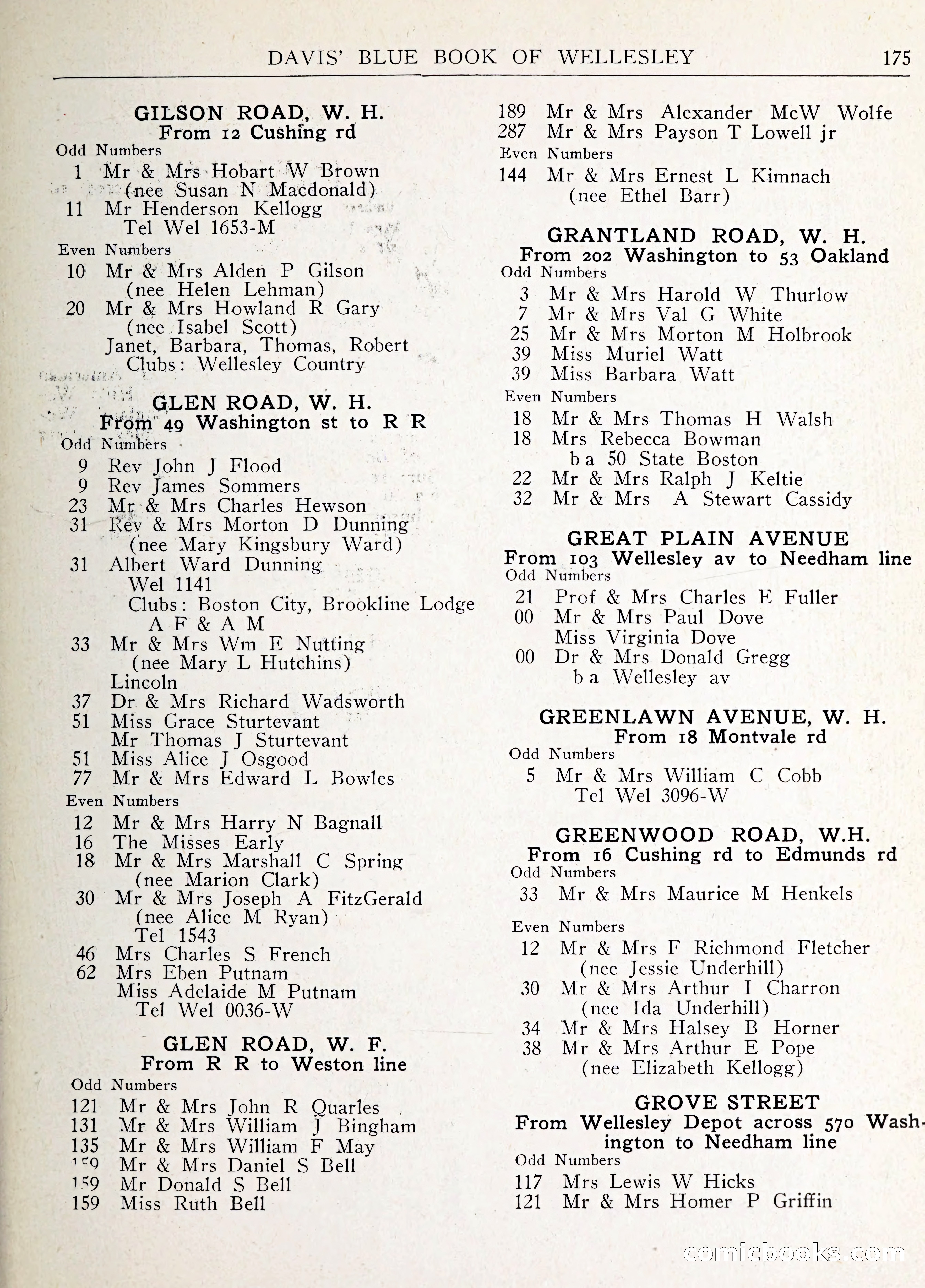 Davis' Blue Book of Brookline: Wellesley and Weston — page 186 of 246