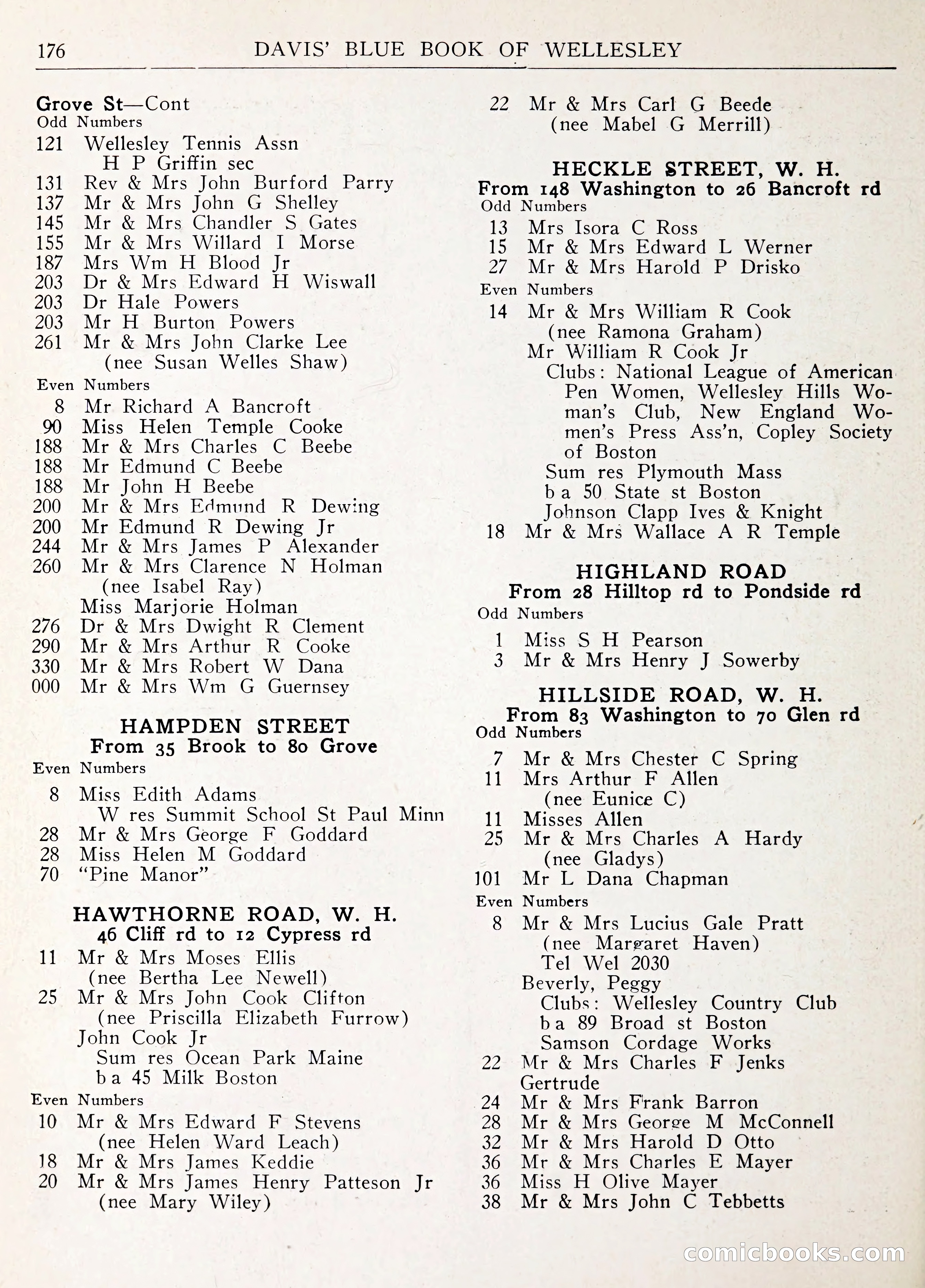 Davis' Blue Book of Brookline: Wellesley and Weston — page 187 of 246