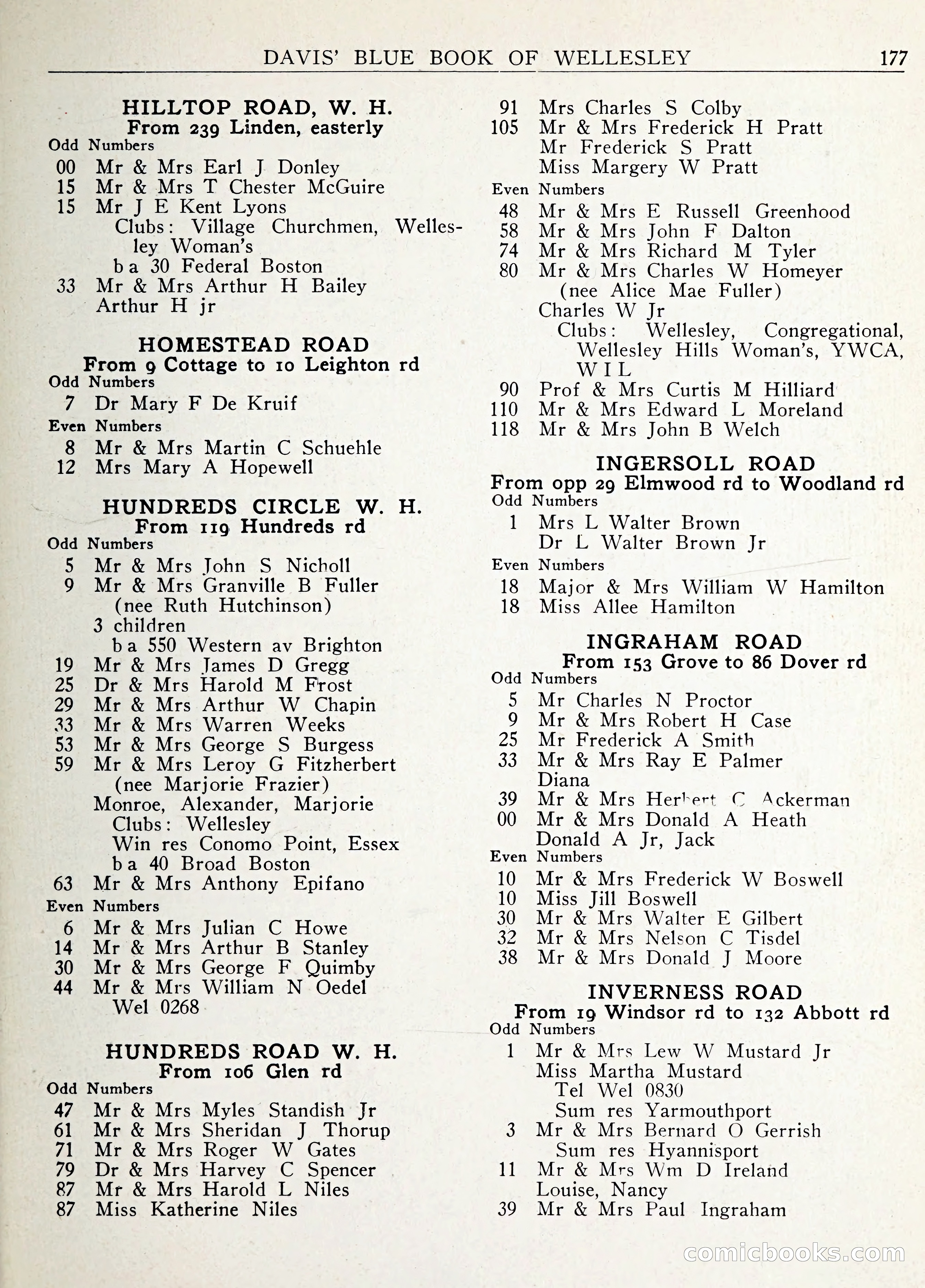 Davis' Blue Book of Brookline: Wellesley and Weston — page 188 of 246